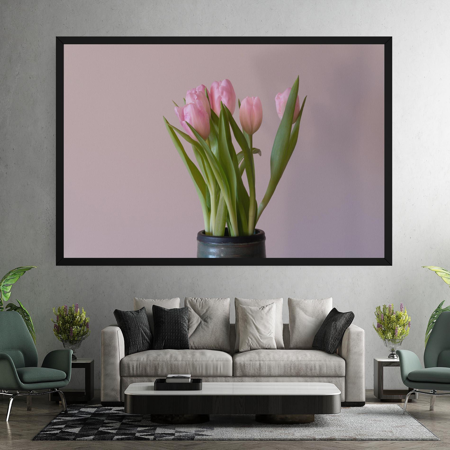 Tablou Canvas Pink Tulips Vase mockup 7