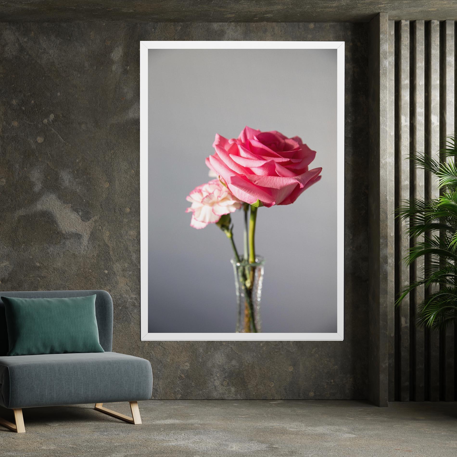 Tablou Canvas Big Pink Rose Vase mockup 7
