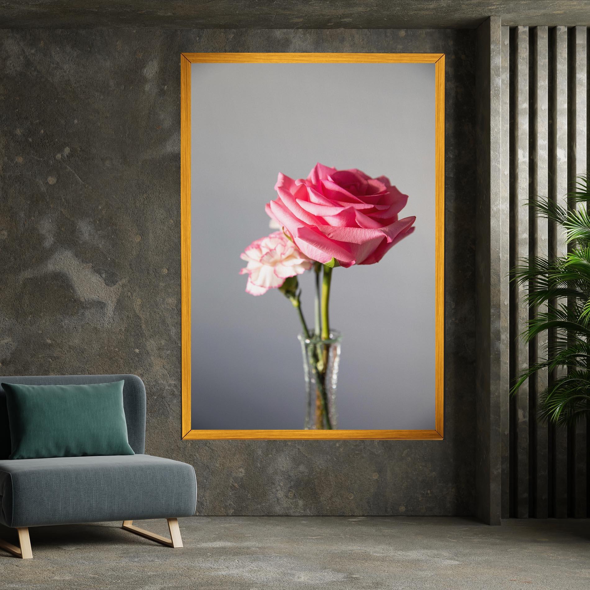 Tablou Canvas Big Pink Rose Vase mockup 7
