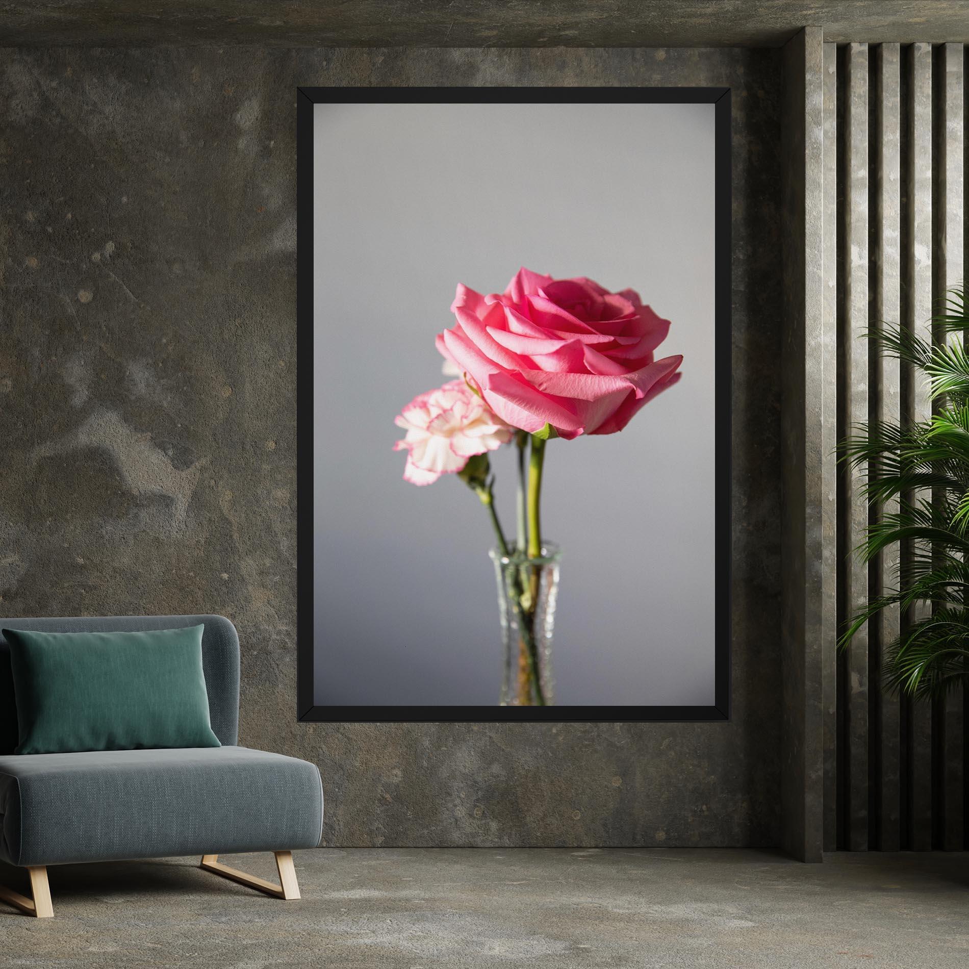 Tablou Canvas Big Pink Rose Vase mockup 7