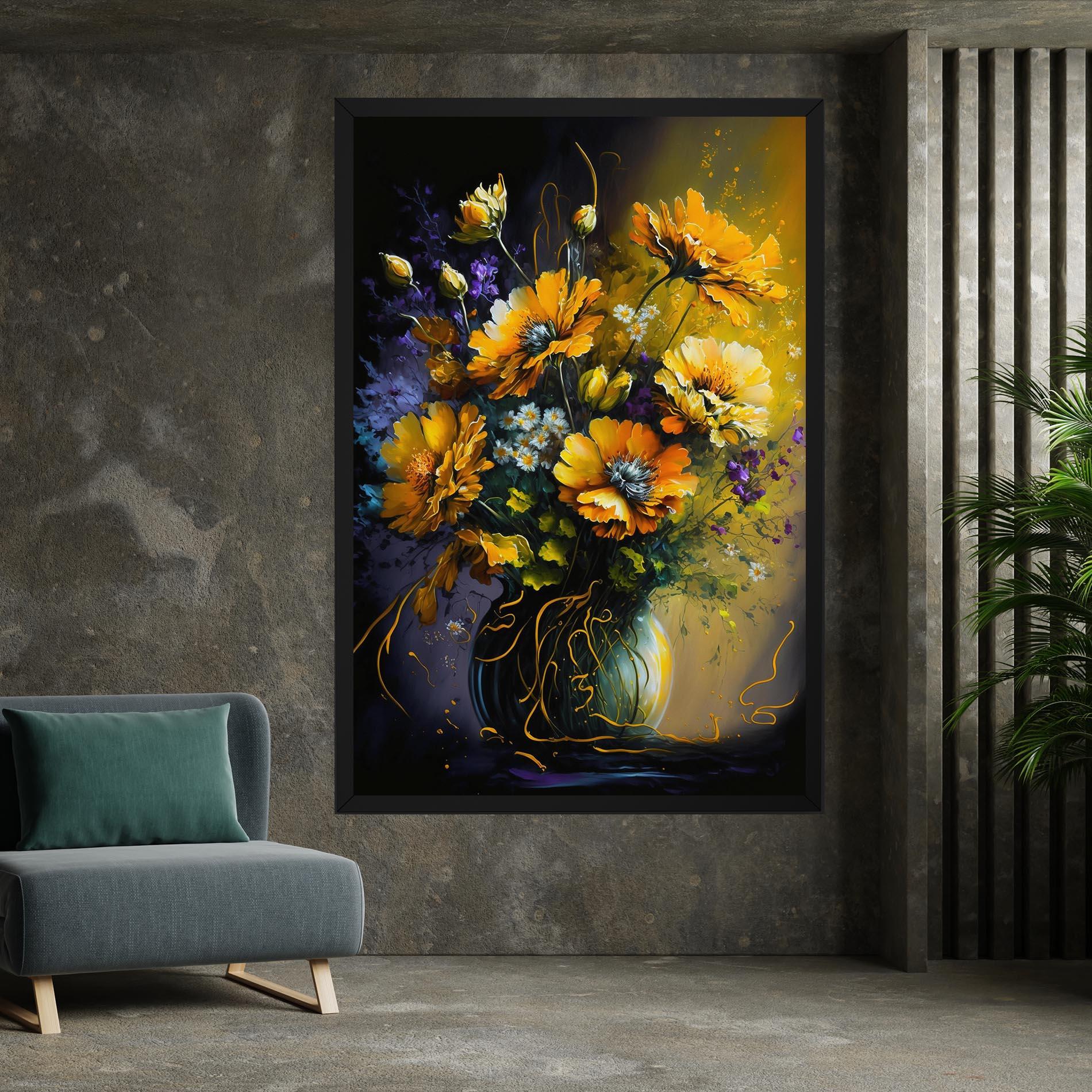 Tablou Canvas Yellow Flower Art Vase mockup 7