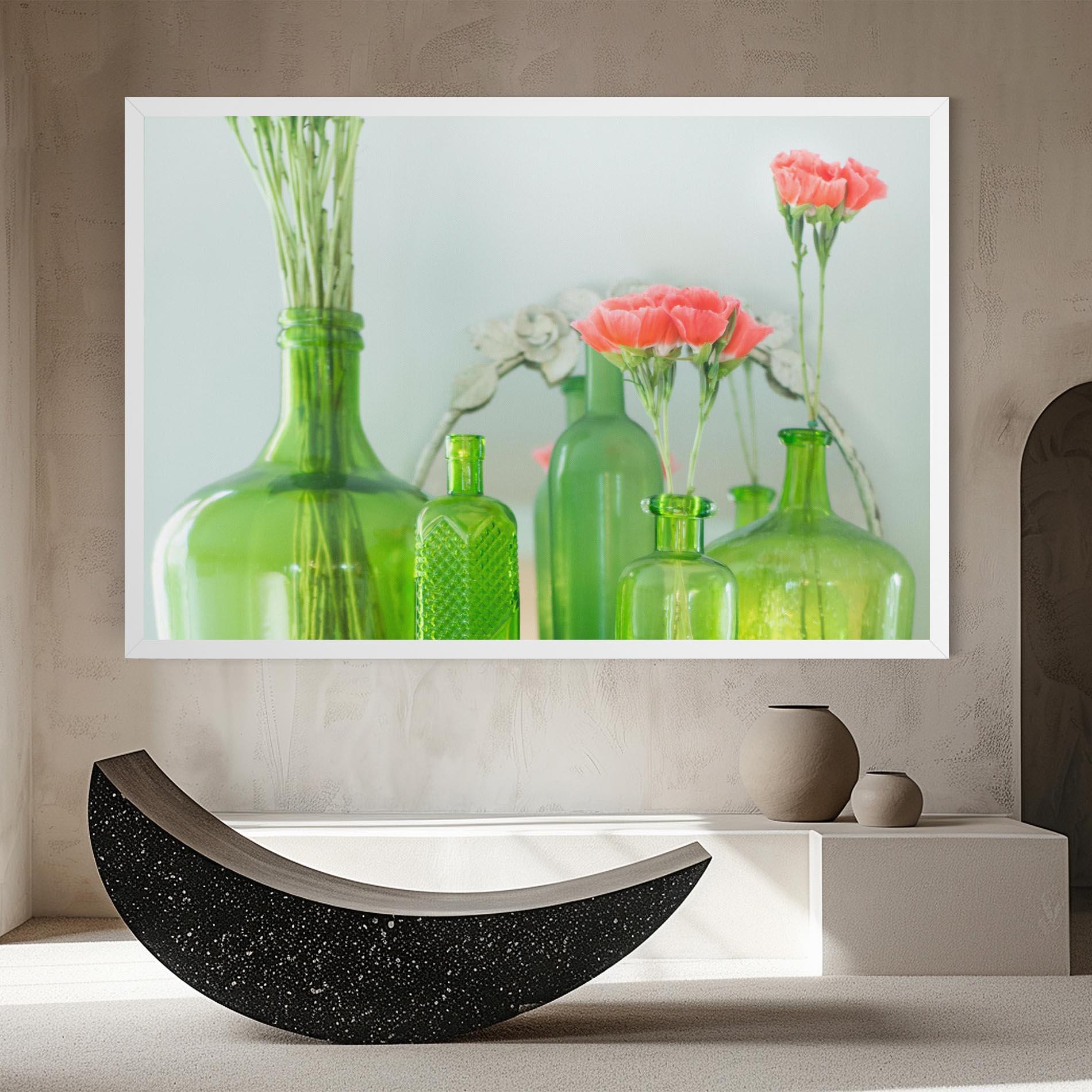 Tablou Canvas Green Vase Flowers mockup 8