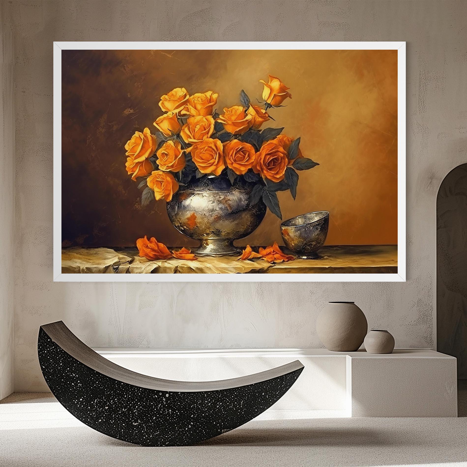 Tablou Canvas Orange Rose Vase mockup 8
