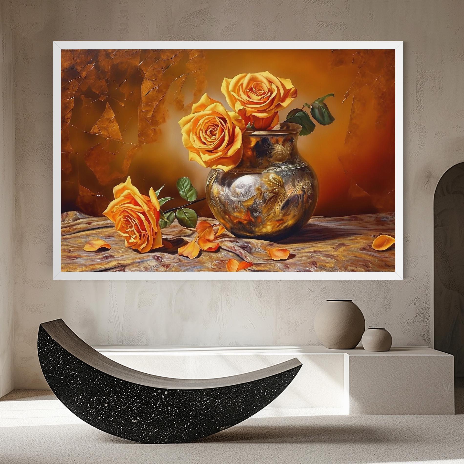 Tablou Canvas Orange Roses Vase mockup 8