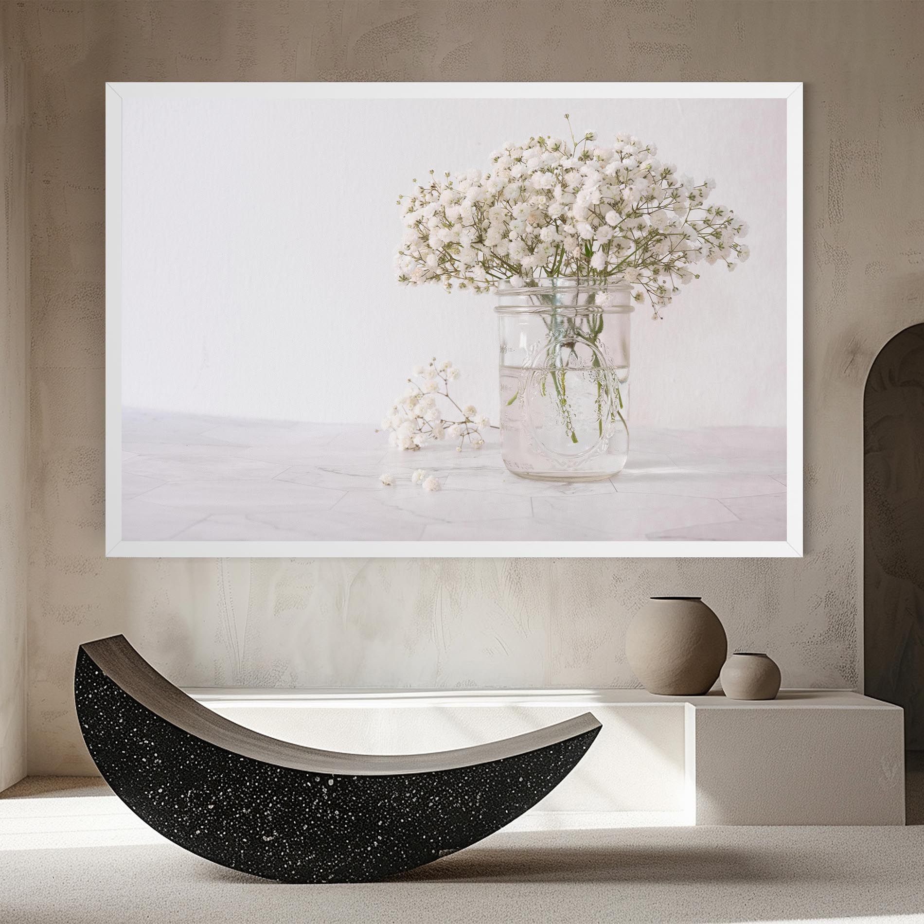 White Tiny Flower Vase mockup 8