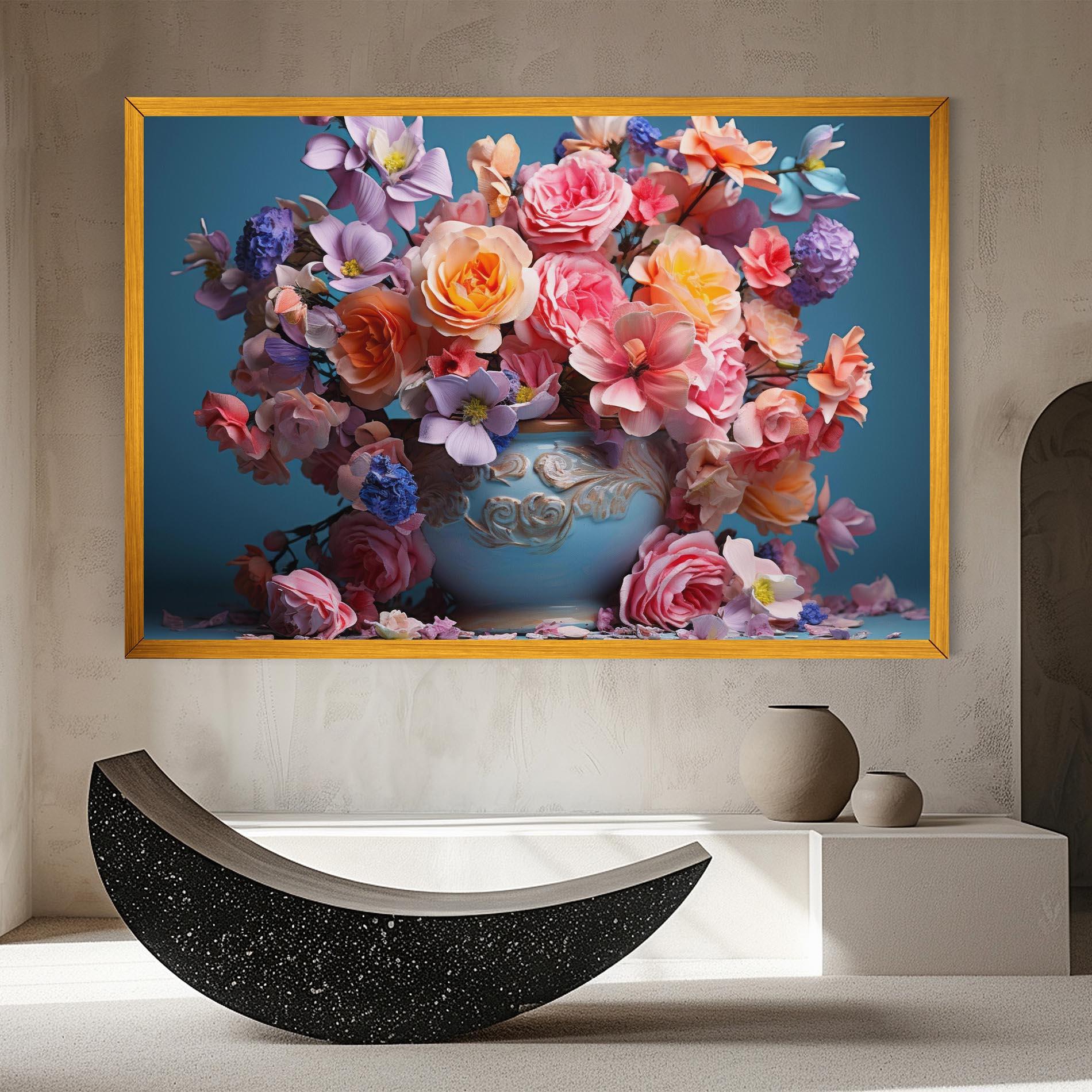 Tablou Canvas Blue Vase Flowers mockup 8