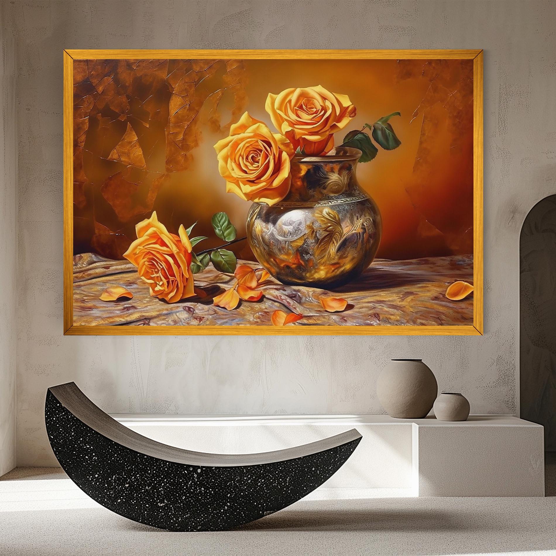 Tablou Canvas Orange Roses Vase mockup 8