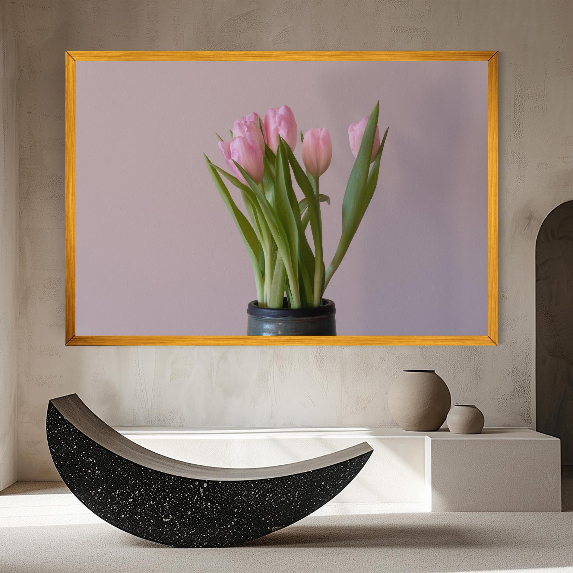 Tablou Canvas Pink Tulips Vase mockup 8