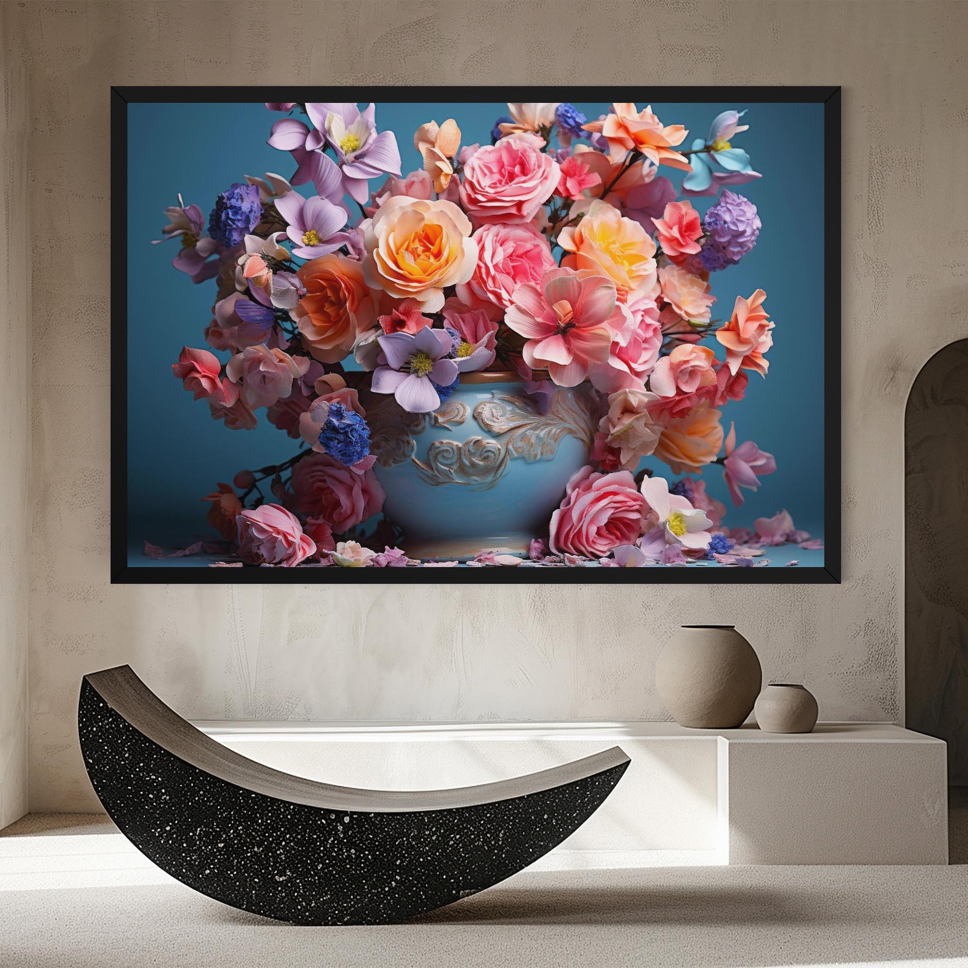 Tablou Canvas Blue Vase Flowers mockup 8