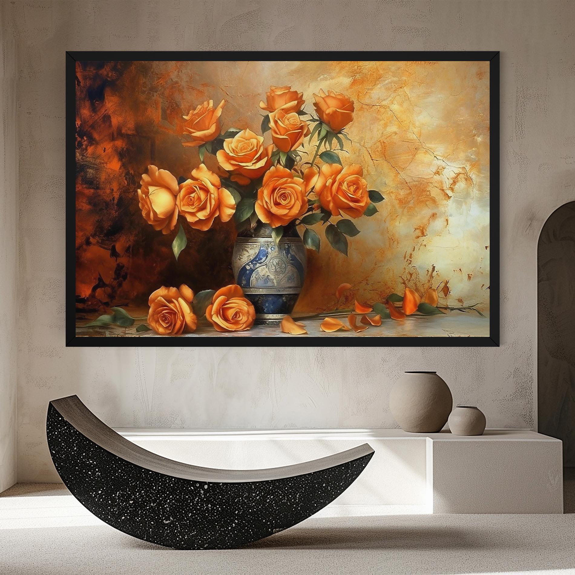 Tablou Canvas Pretty Orange Rose Vase mockup 8