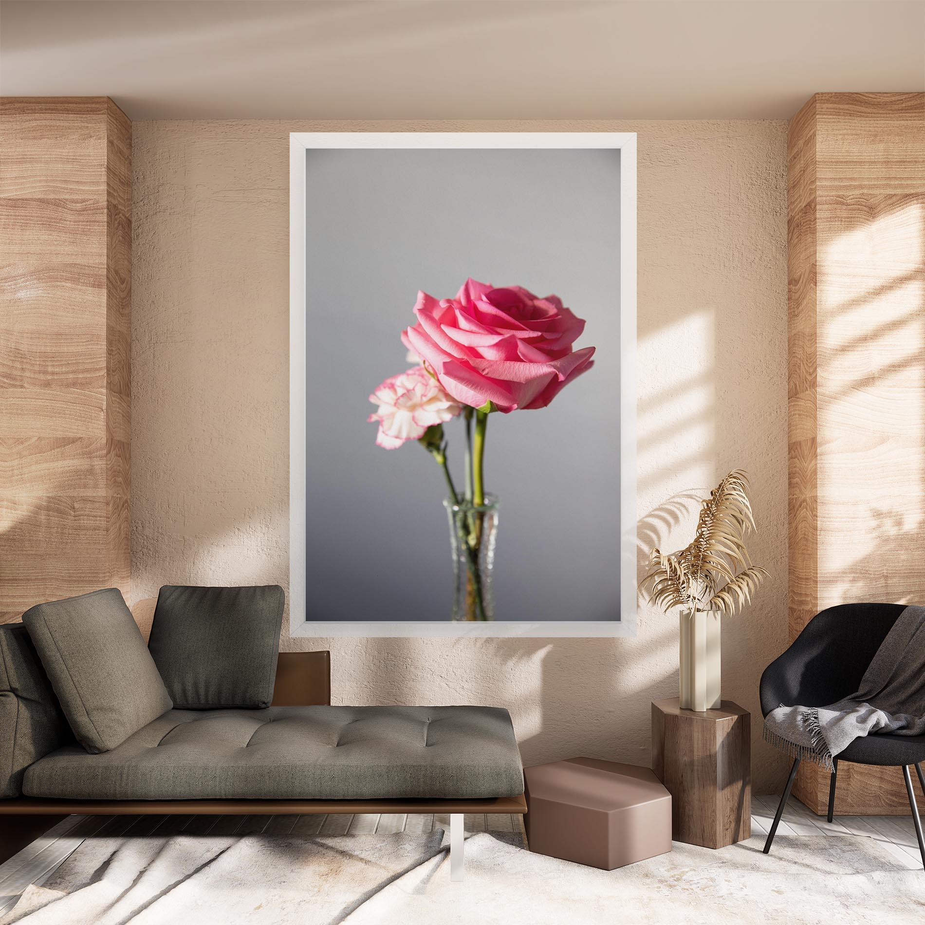 Tablou Canvas Big Pink Rose Vase mockup 8