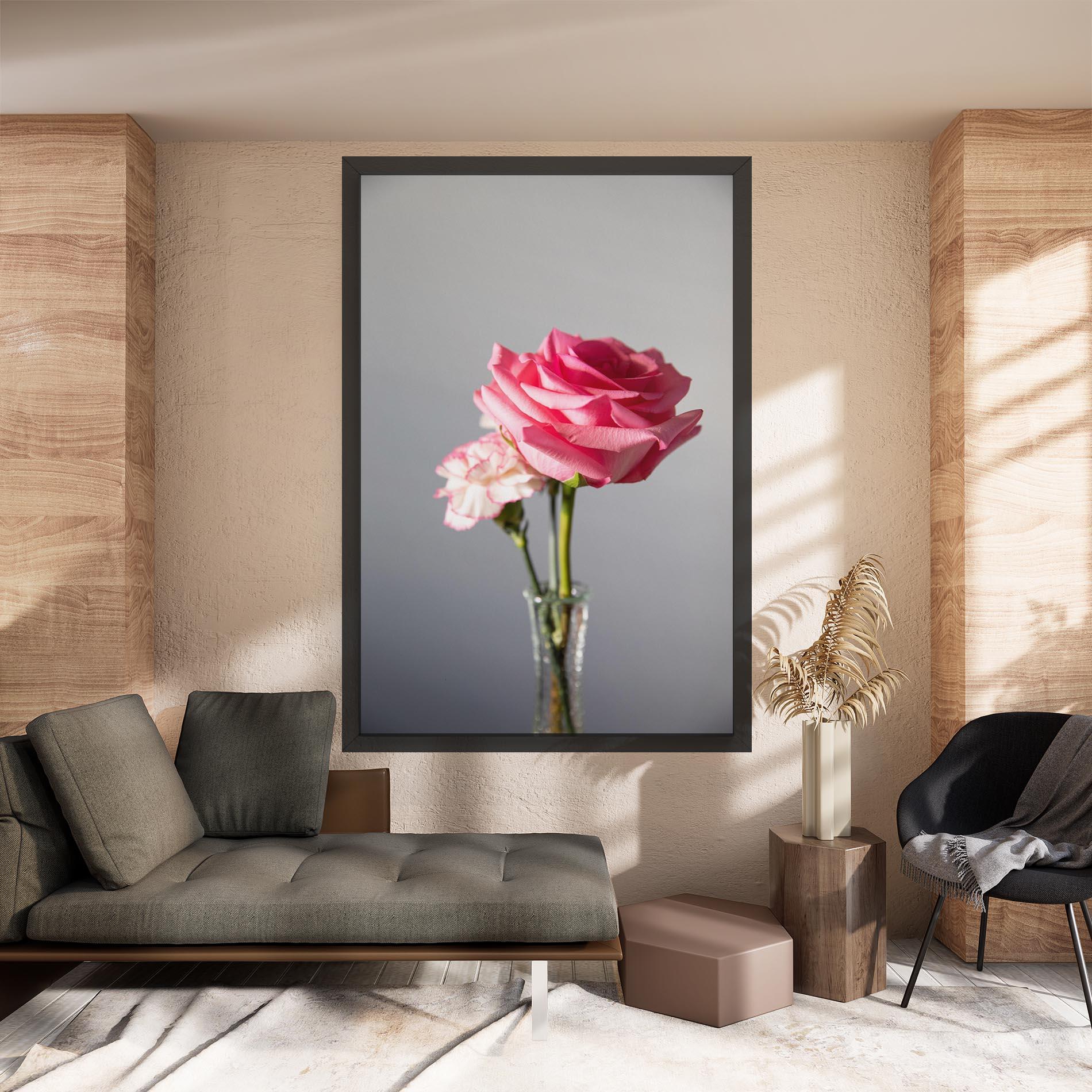 Tablou Canvas Big Pink Rose Vase mockup 8