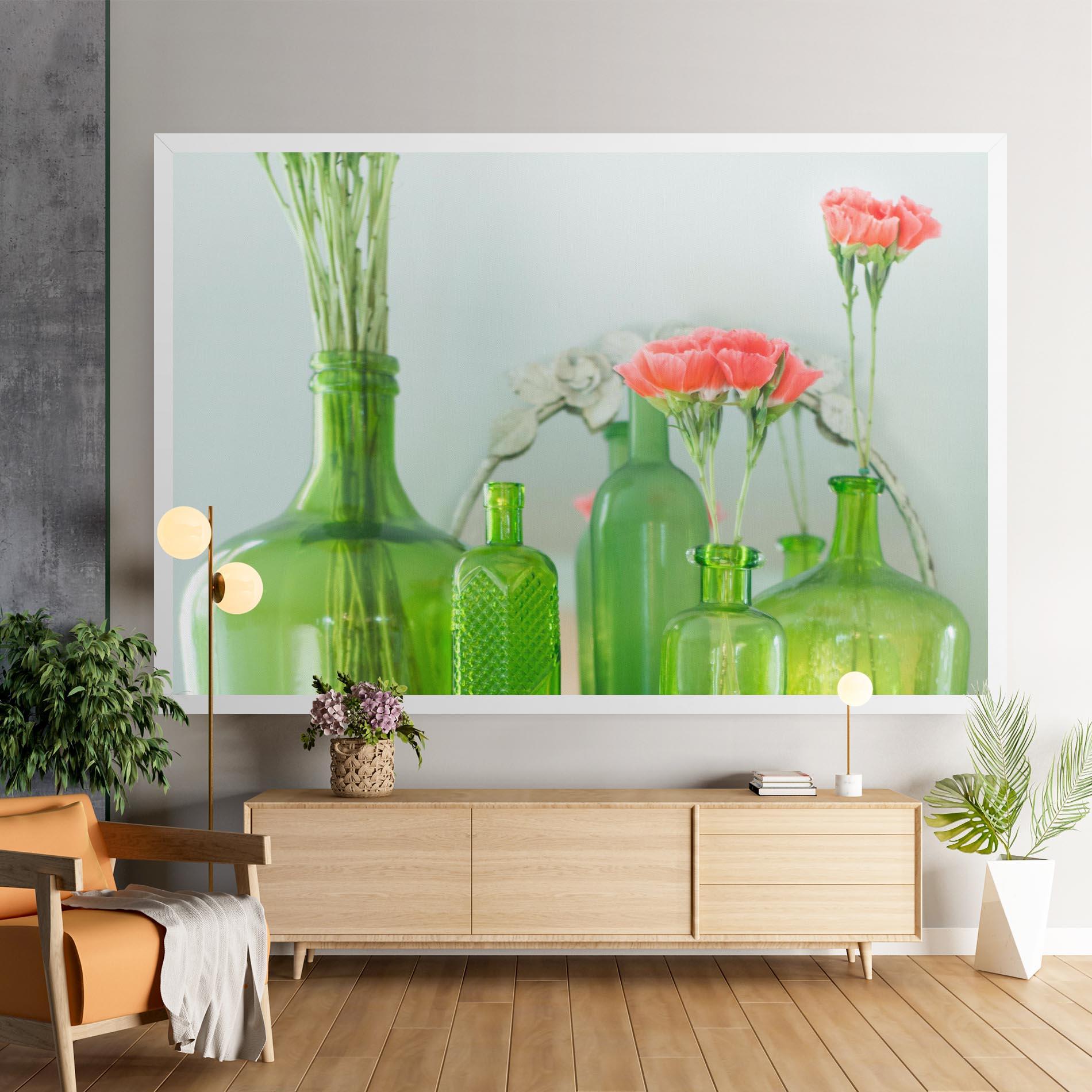 Tablou Canvas Green Vase Flowers mockup 9