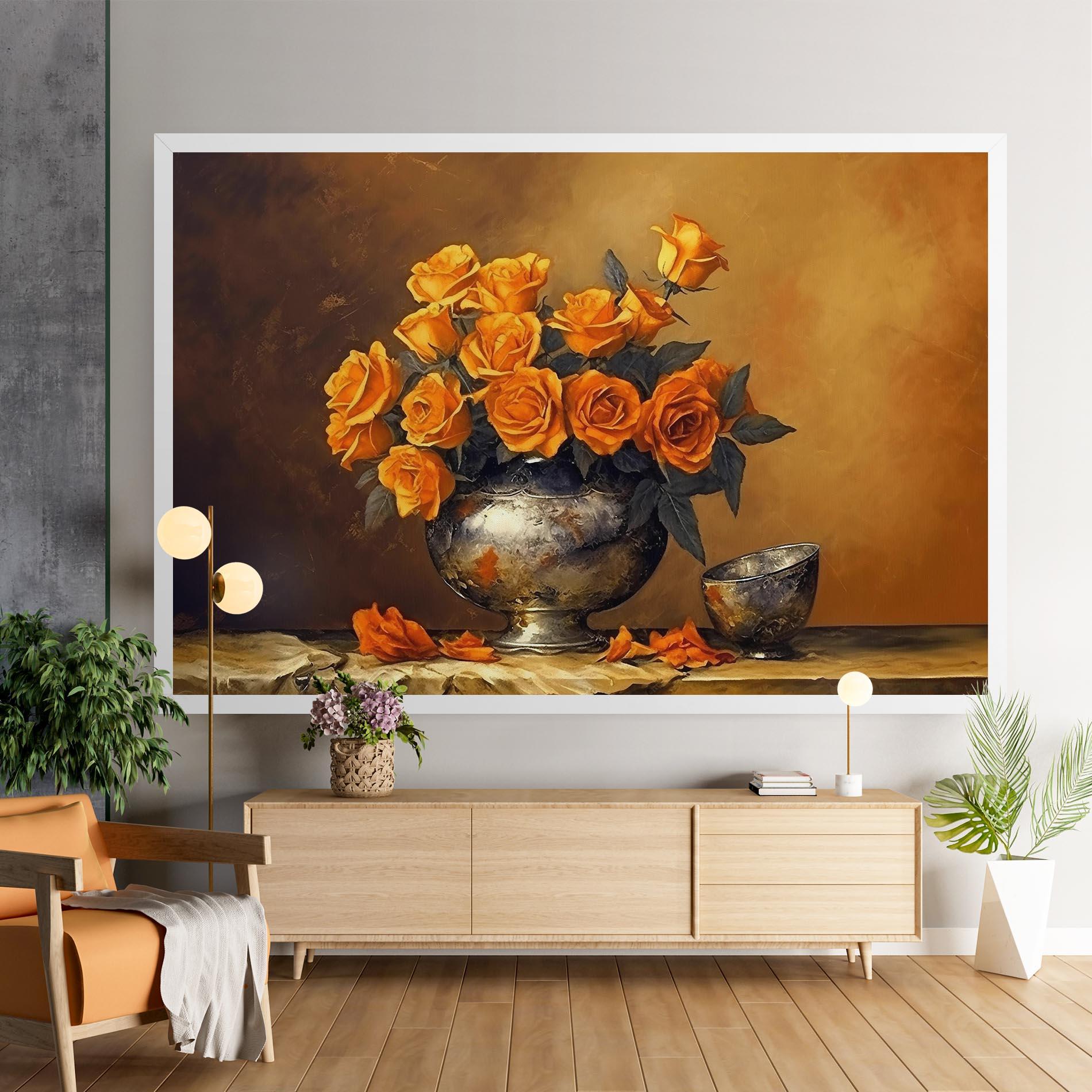 Tablou Canvas Orange Rose Vase mockup 9