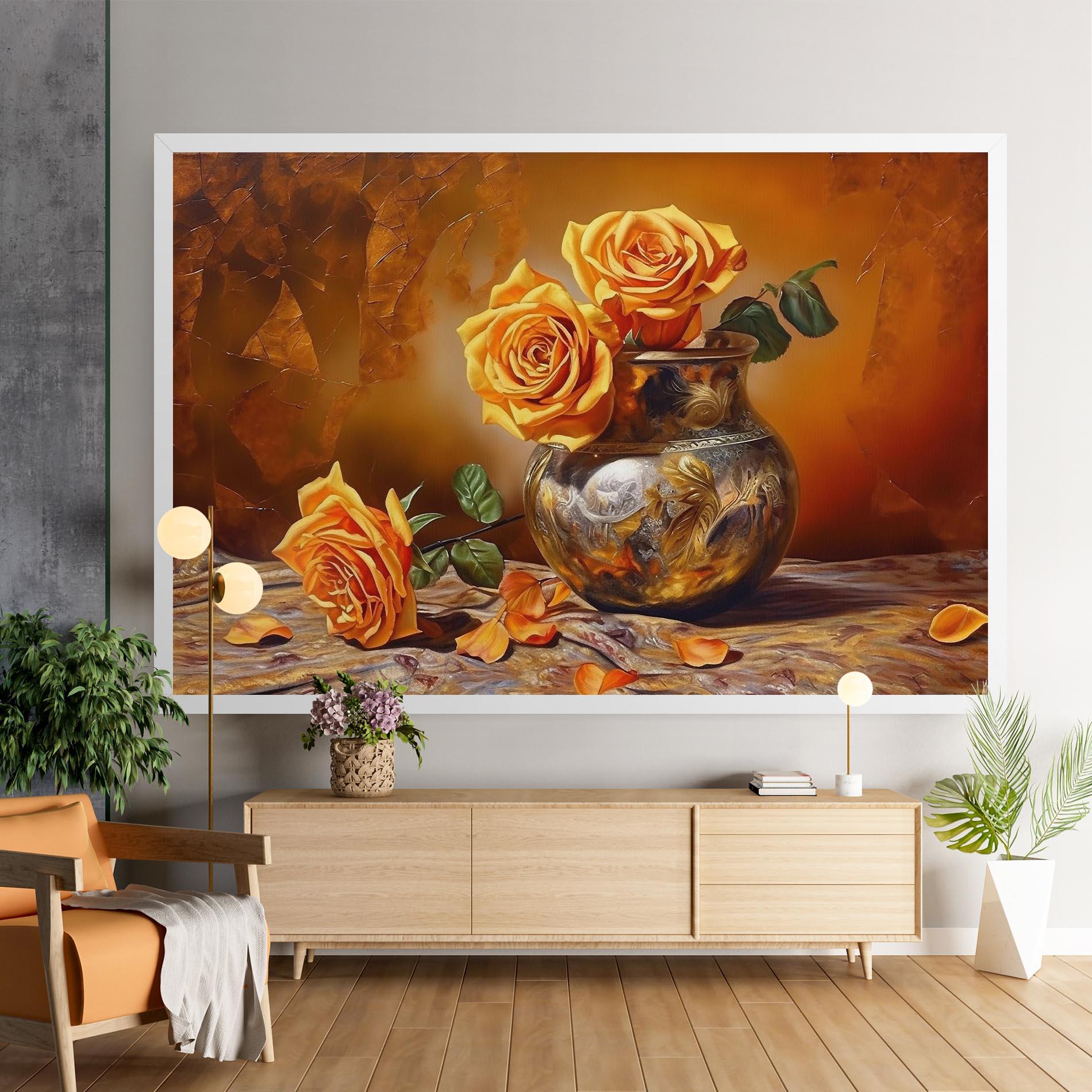 Tablou Canvas Orange Roses Vase mockup 9