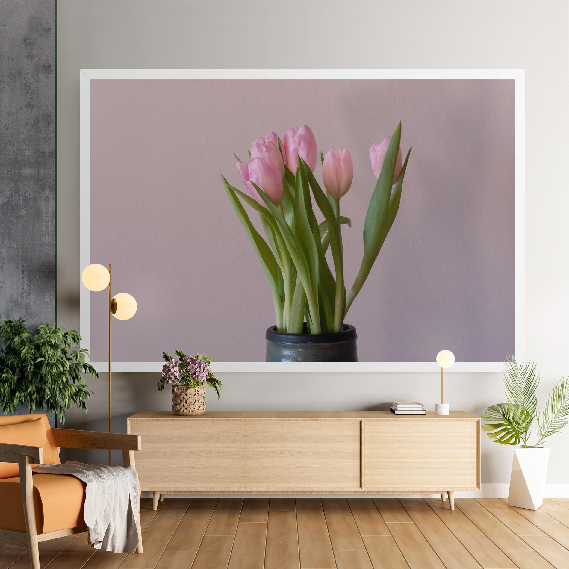 Tablou Canvas Pink Tulips Vase mockup 9