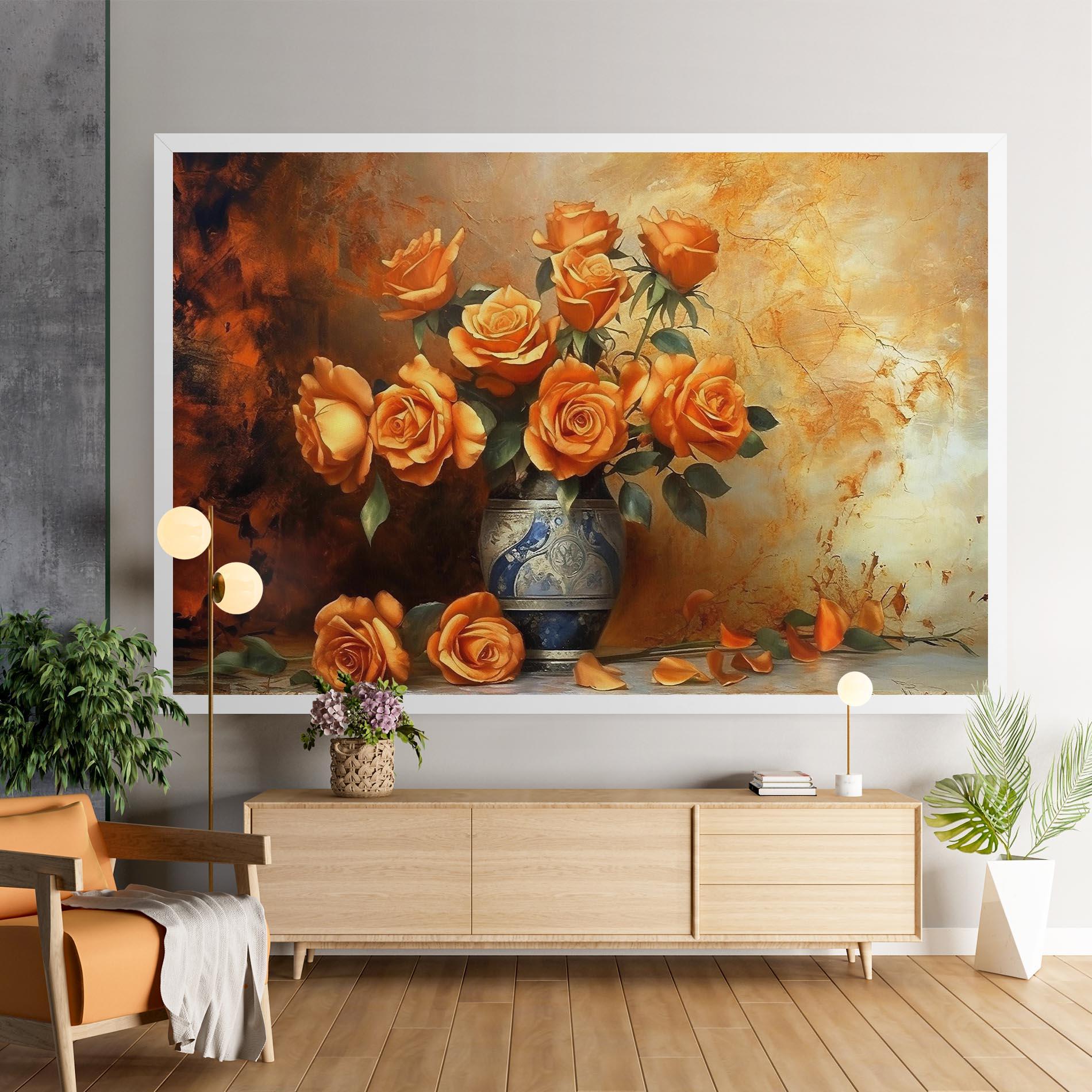 Tablou Canvas Pretty Orange Rose Vase mockup 9