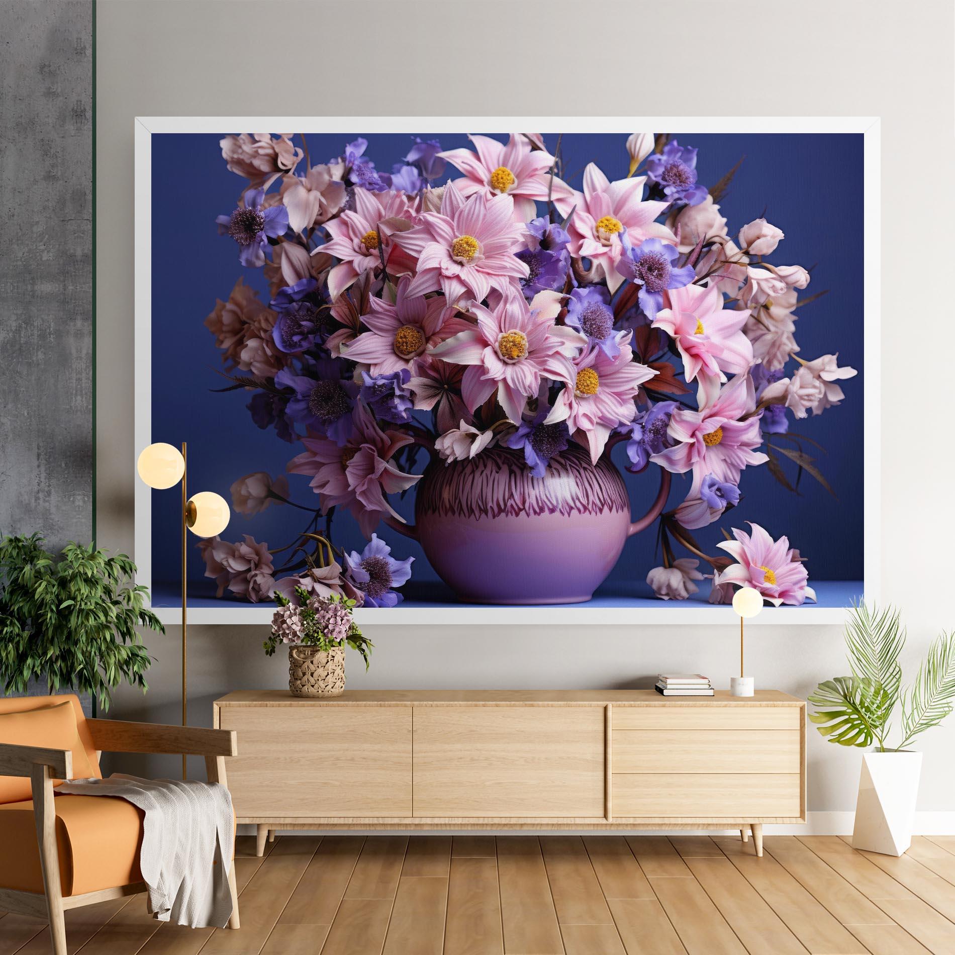 Tablou Canvas Purple Vase Flowers mockup 9