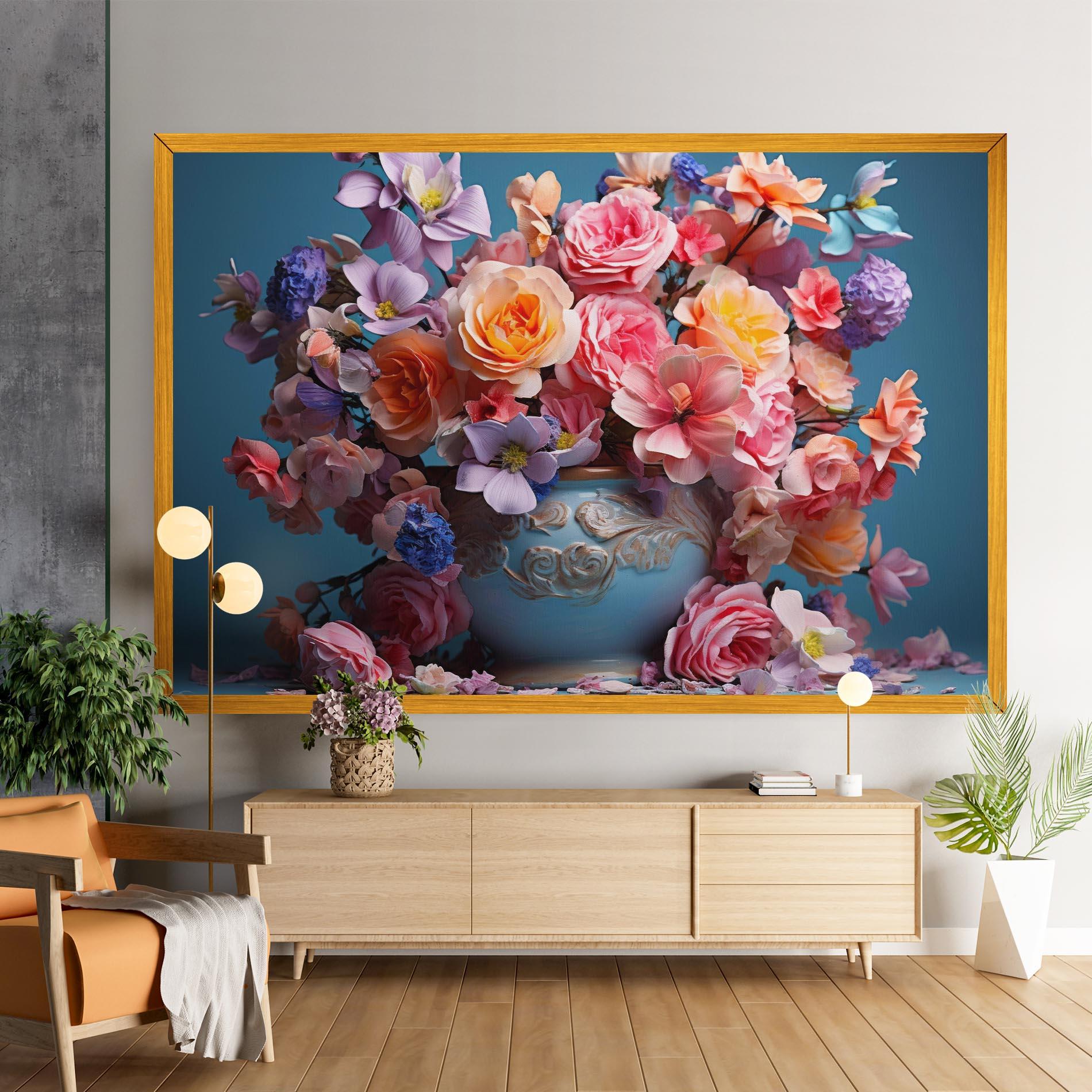 Tablou Canvas Blue Vase Flowers mockup 9