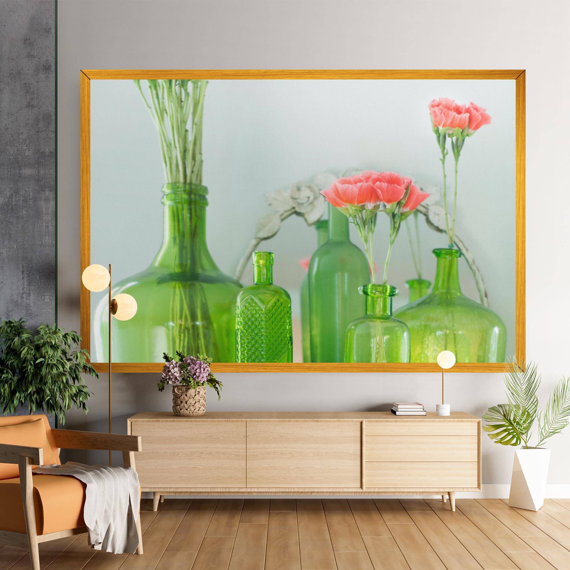 Tablou Canvas Green Vase Flowers mockup 9