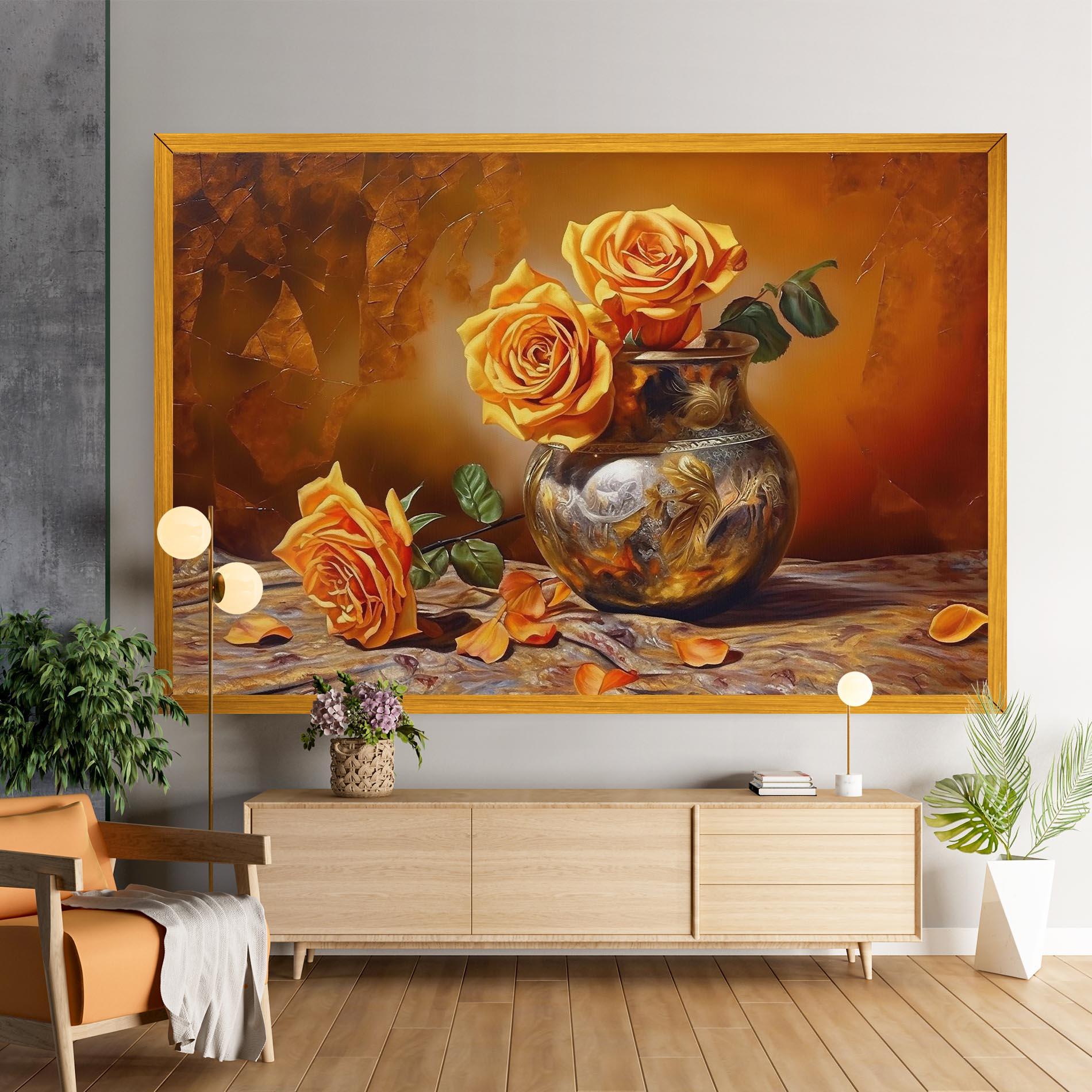Tablou Canvas Orange Roses Vase mockup 9