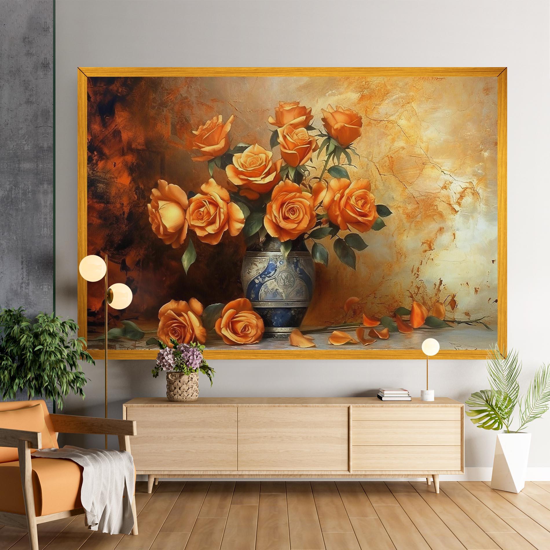Tablou Canvas Pretty Orange Rose Vase mockup 9