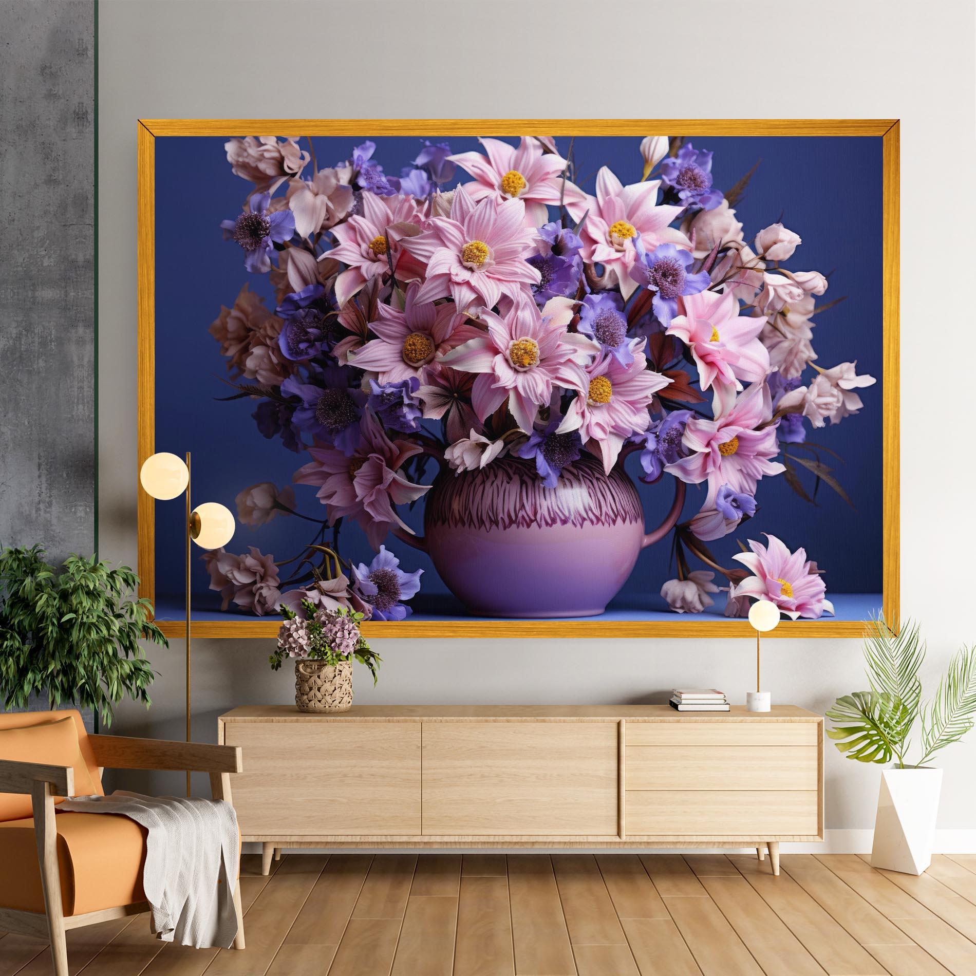 Tablou Canvas Purple Vase Flowers mockup 9