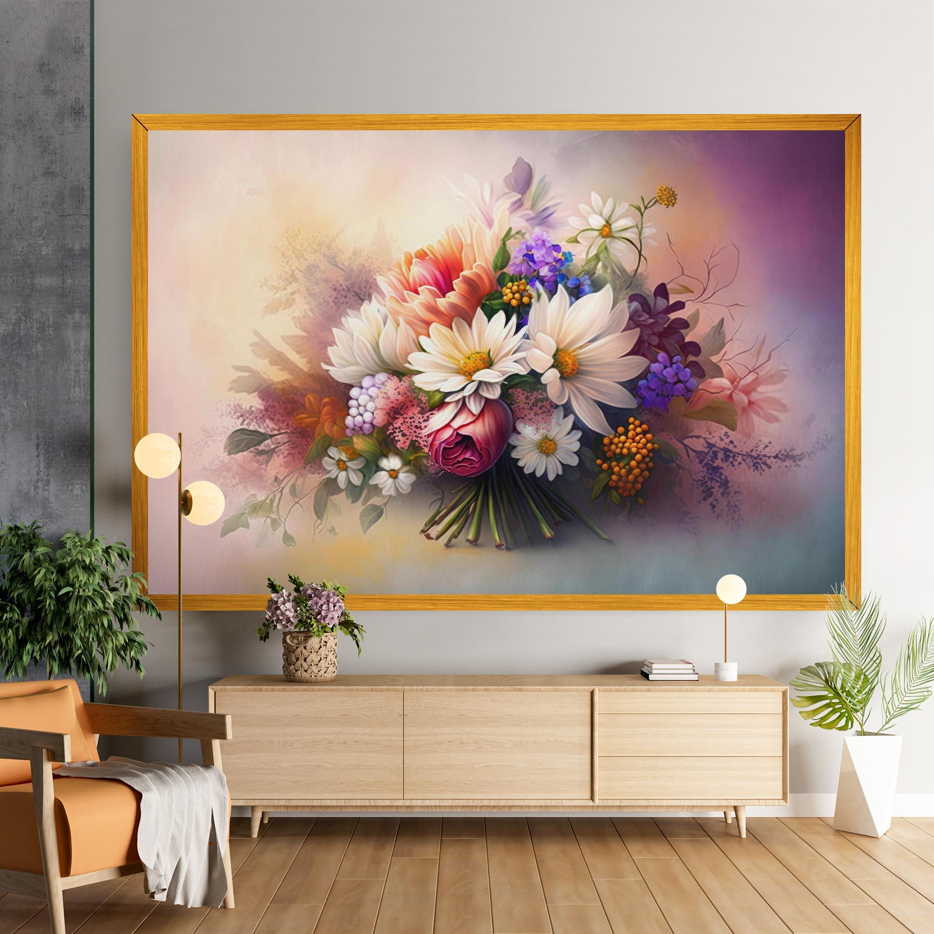Tablou Canvas Vecteezy_ai Generated Bouquet Of Fresh Spring Flowers On Light_23373362_865 mockup 9
