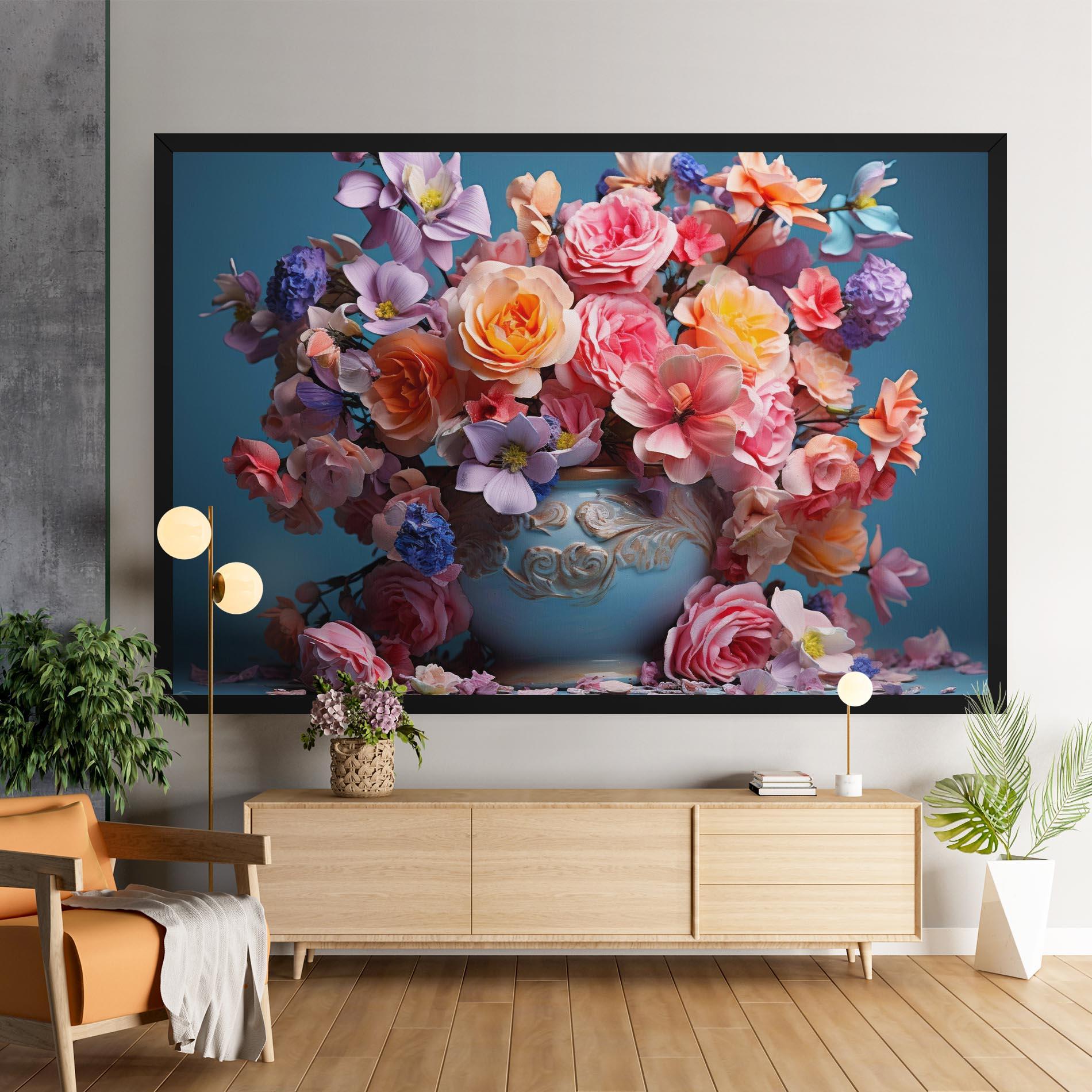 Tablou Canvas Blue Vase Flowers mockup 9
