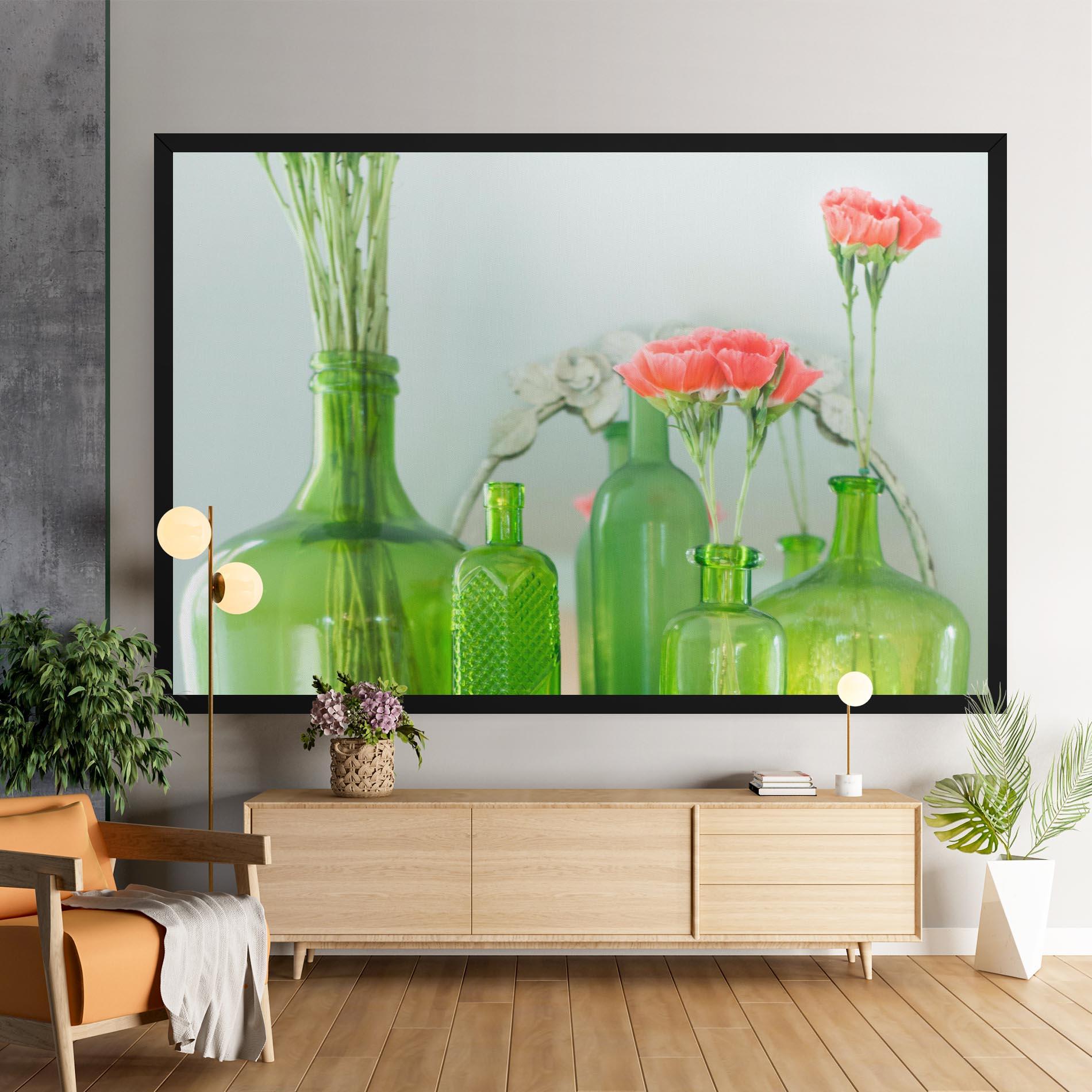 Tablou Canvas Green Vase Flowers mockup 9