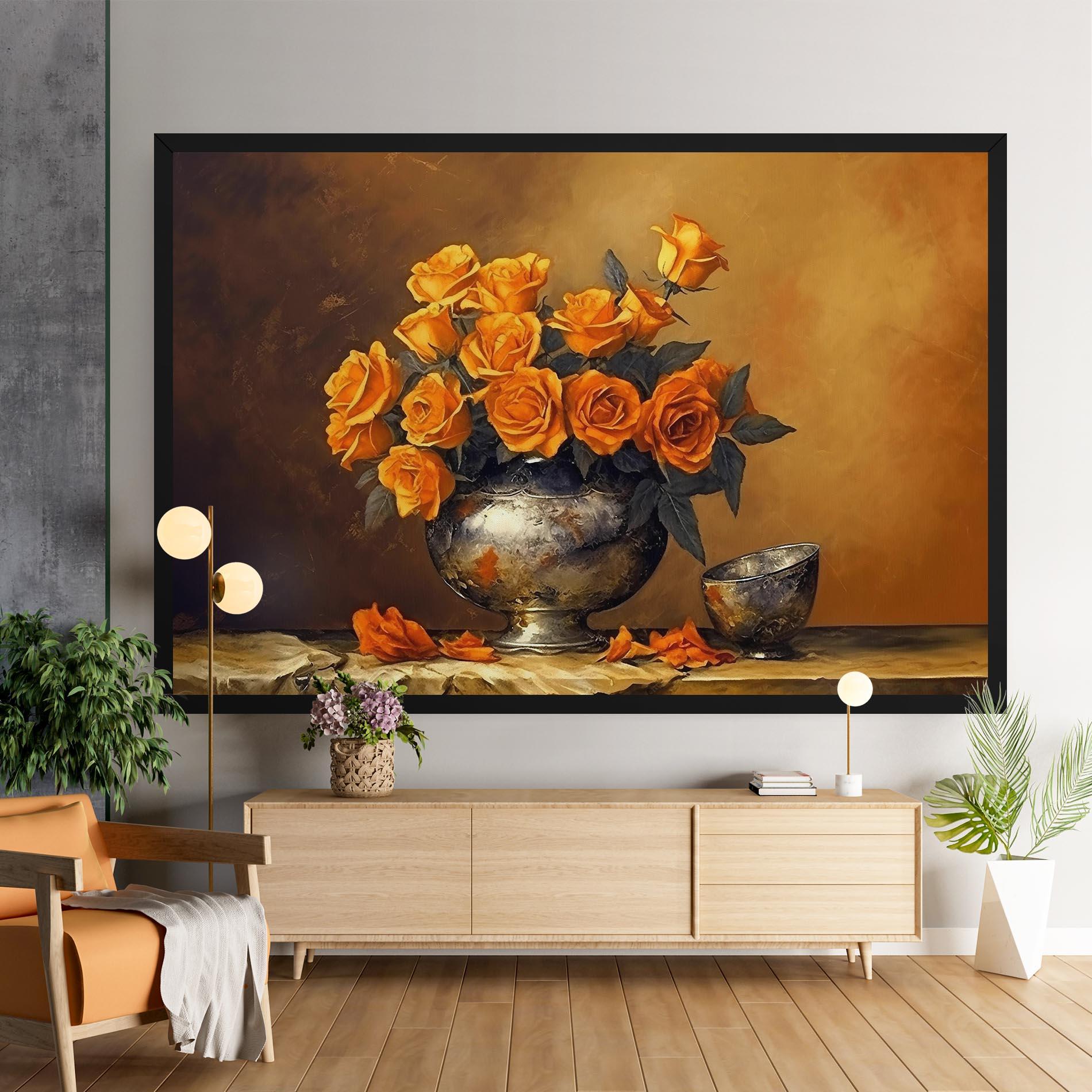 Tablou Canvas Orange Rose Vase mockup 9