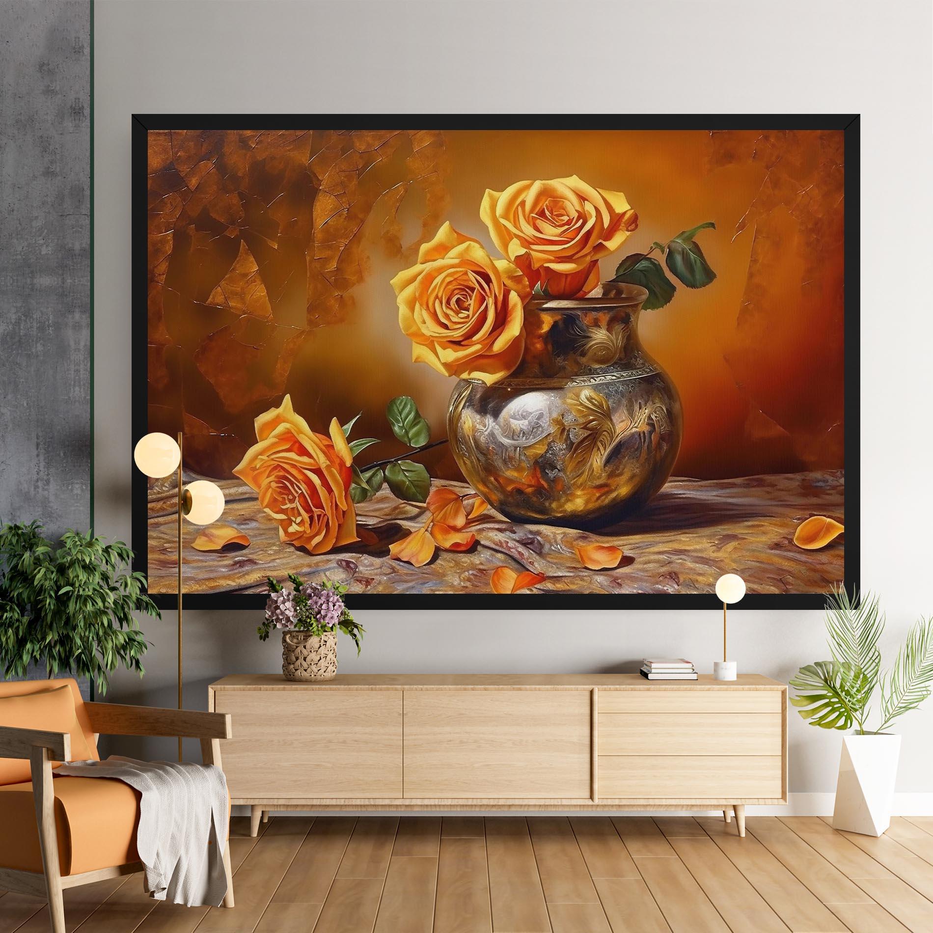 Tablou Canvas Orange Roses Vase mockup 9