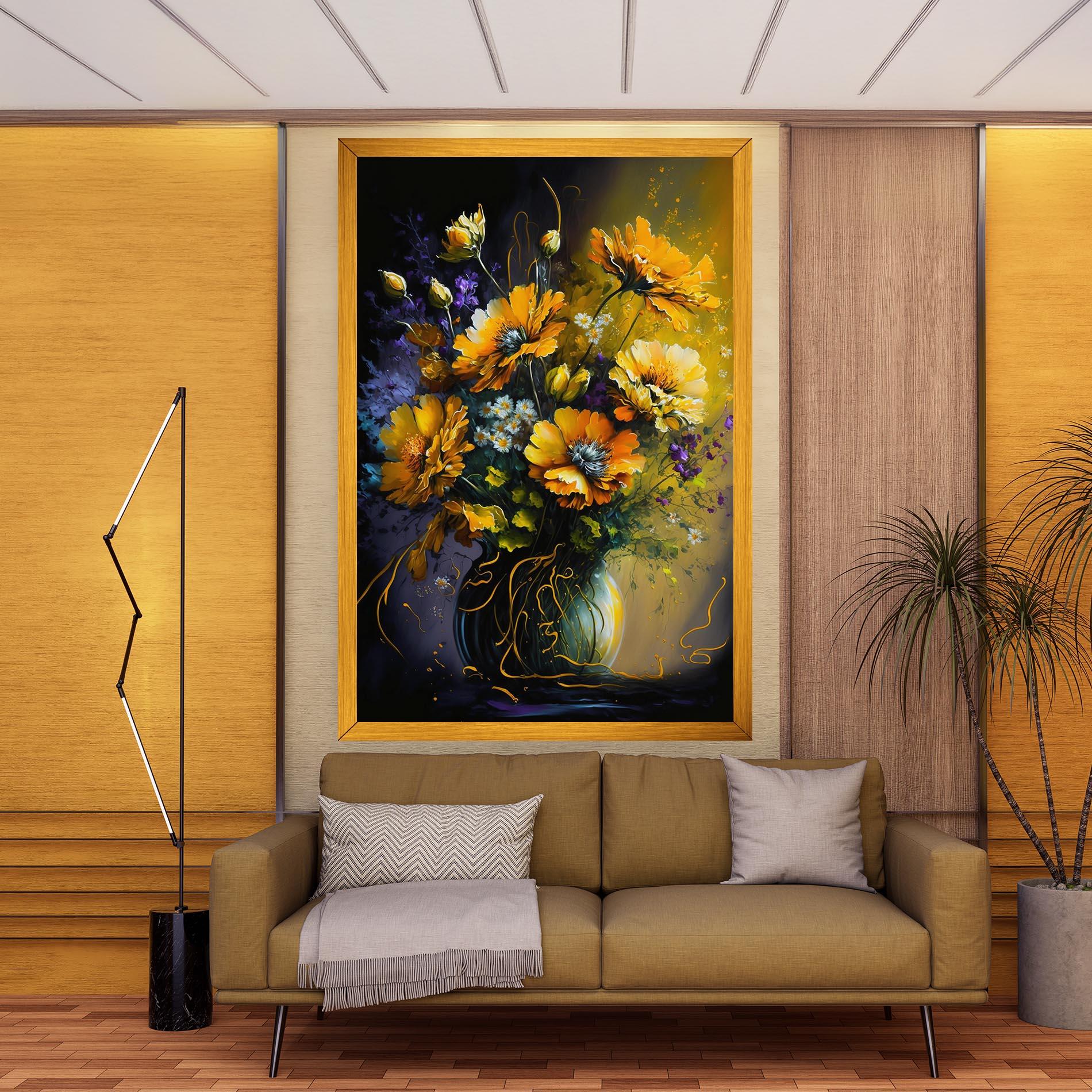 Tablou Canvas Yellow Flower Art Vase mockup 9