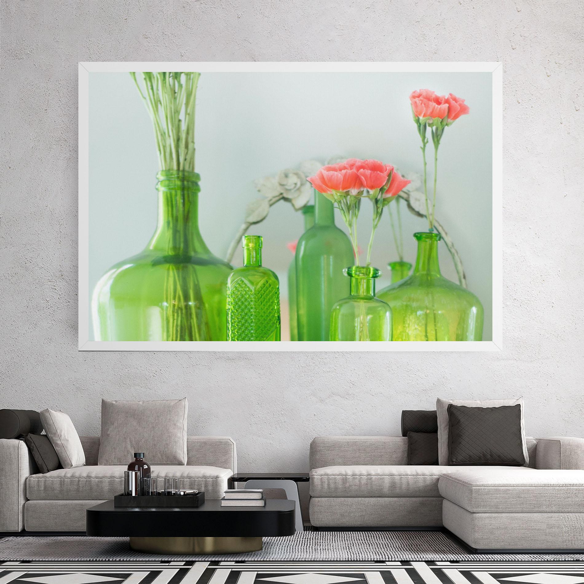 Tablou Canvas Green Vase Flowers mockup 2