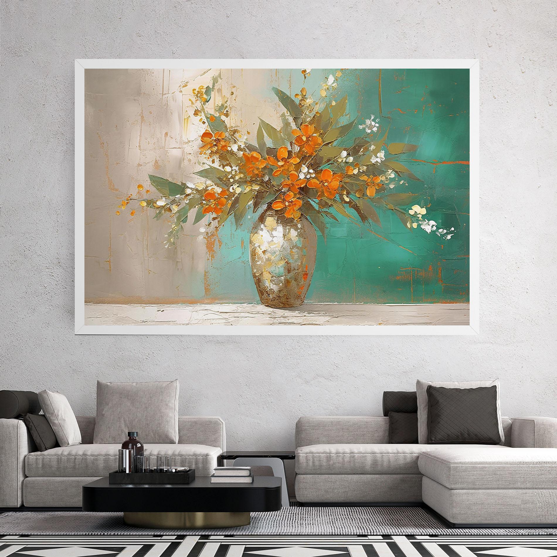 Tablou Canvas Grey Vase Orange mockup 2