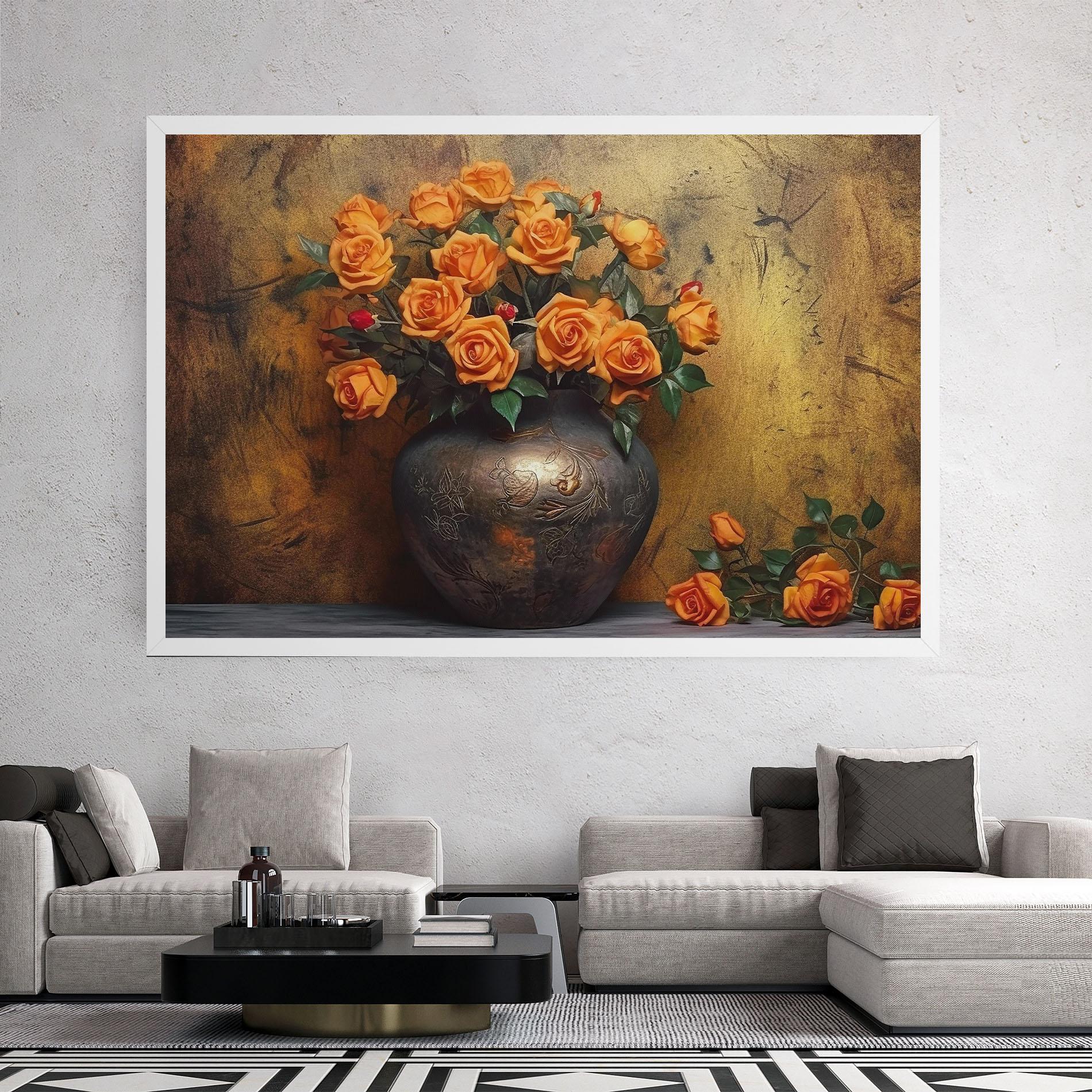 Tablou Canvas Orange Vintage Vase mockup 2