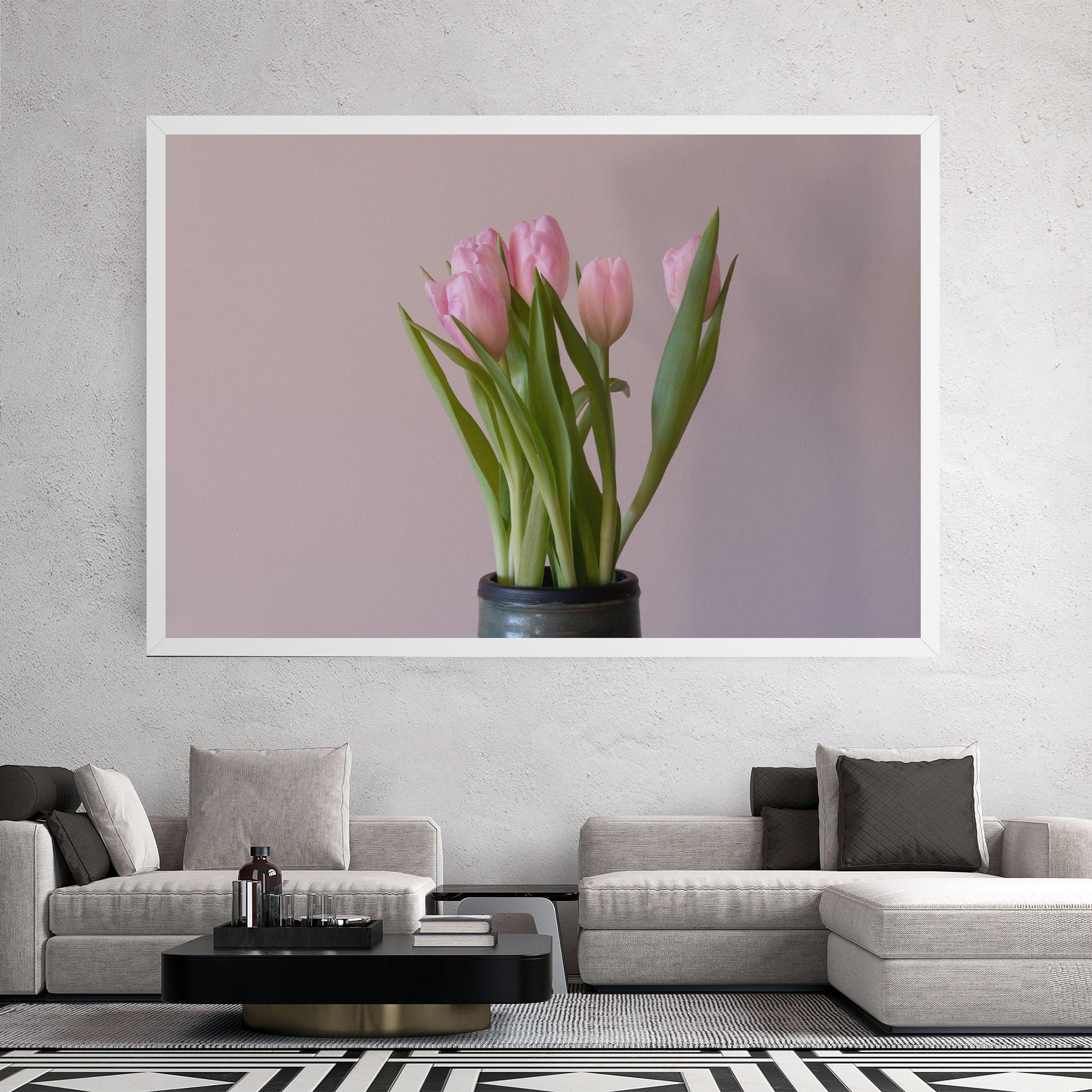 Tablou Canvas Pink Tulips Vase mockup 2