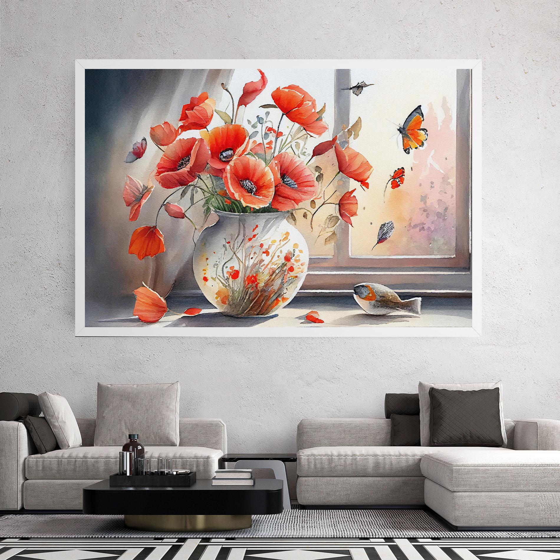 Tablou Canvas Poppies Vase mockup 2