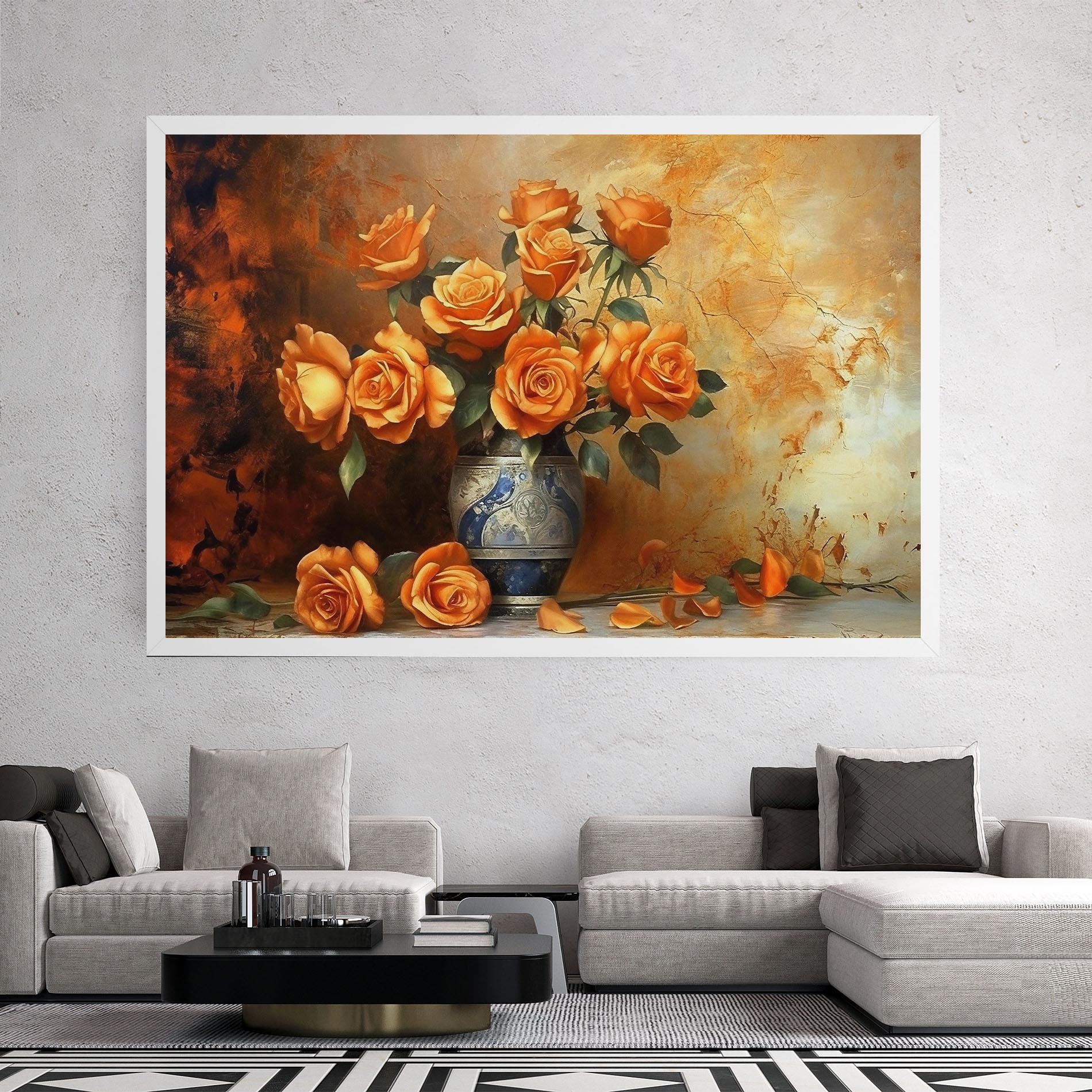 Tablou Canvas Pretty Orange Rose Vase mockup 2
