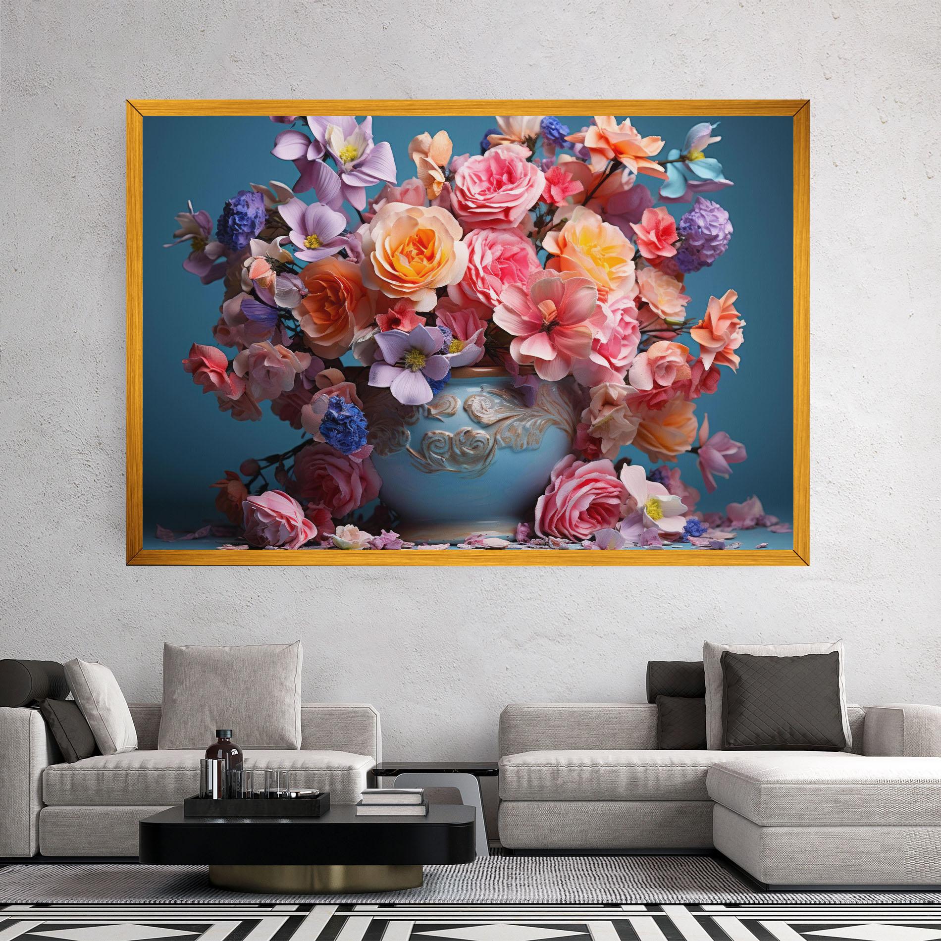 Tablou Canvas Blue Vase Flowers mockup 2