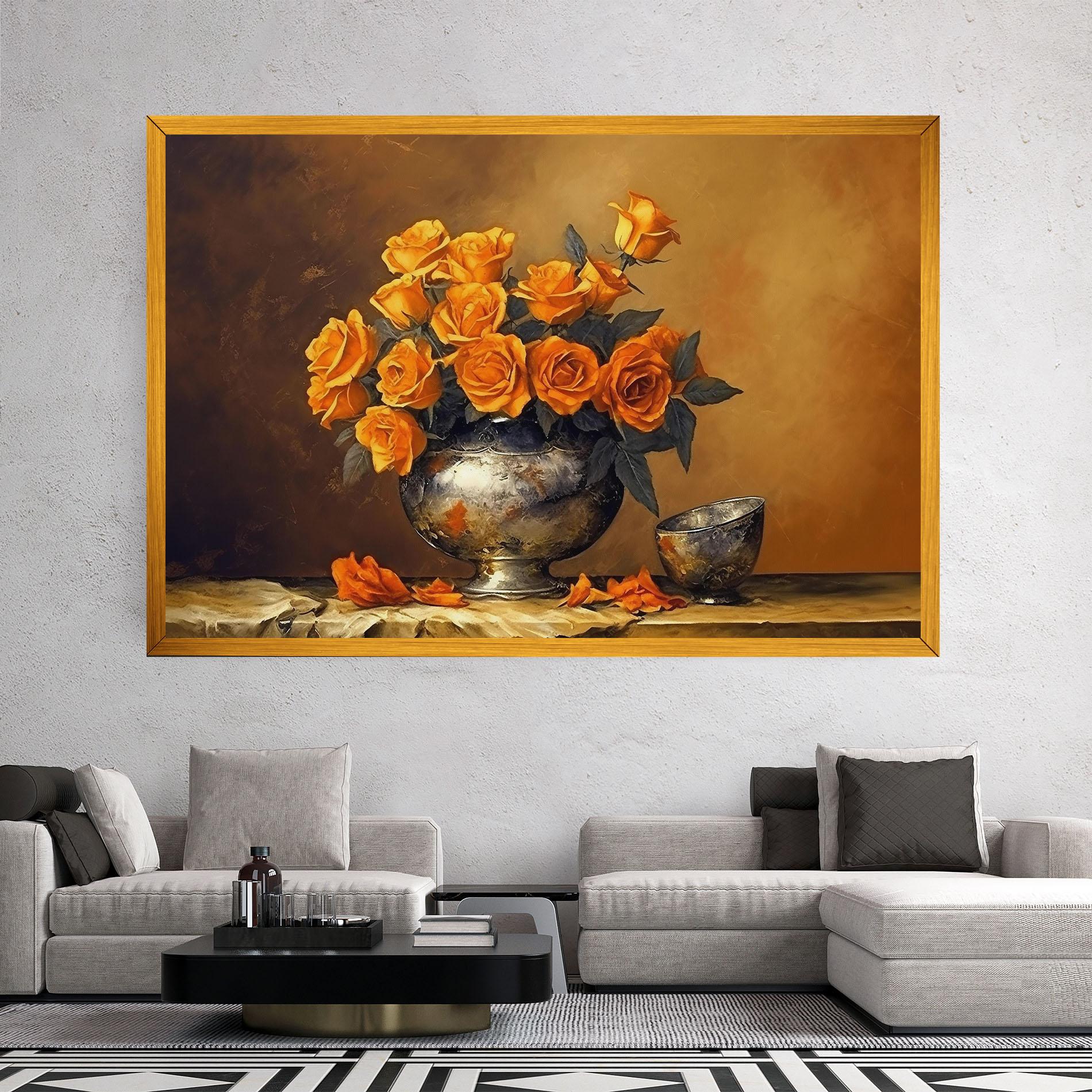 Tablou Canvas Orange Rose Vase mockup 2