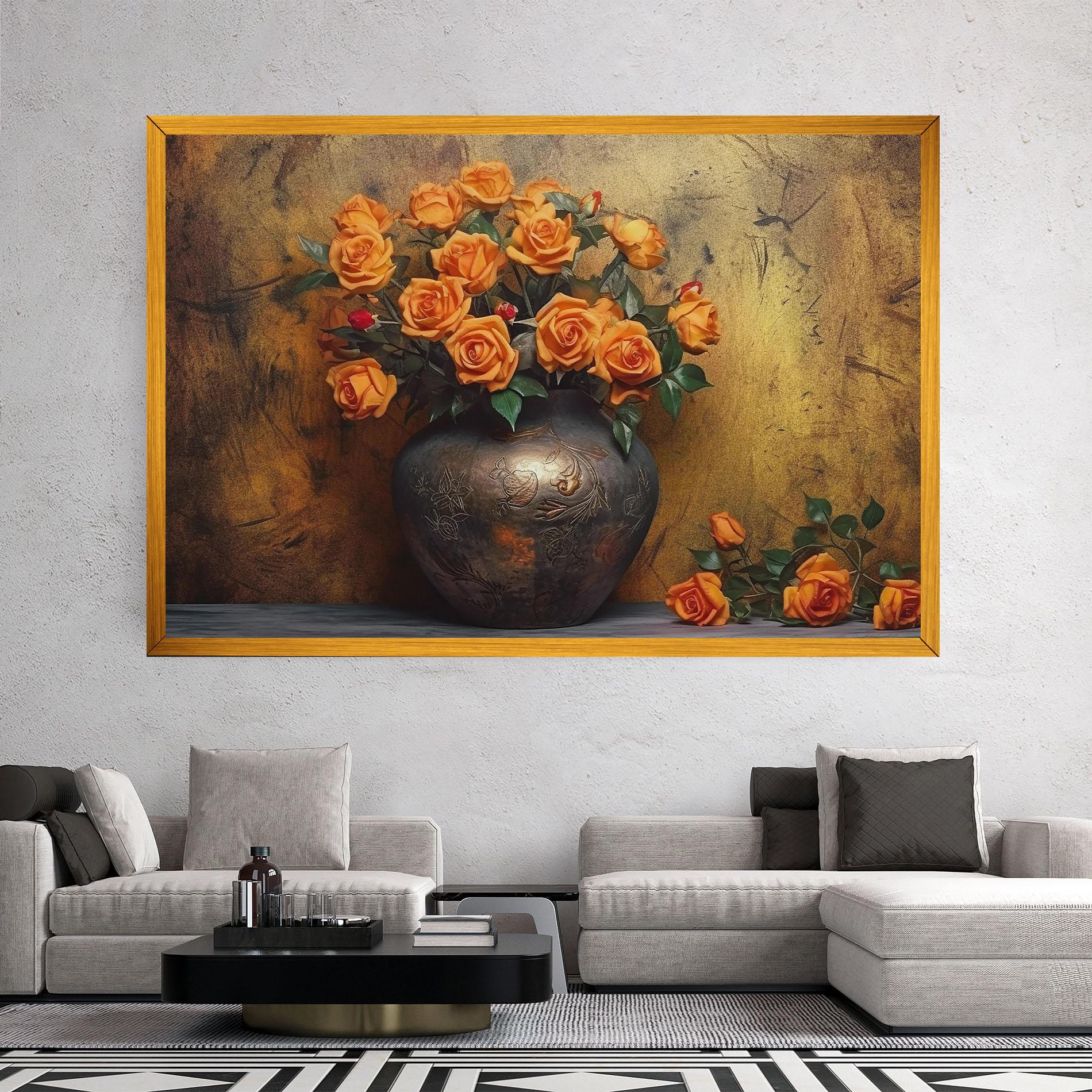 Tablou Canvas Orange Vintage Vase mockup 2
