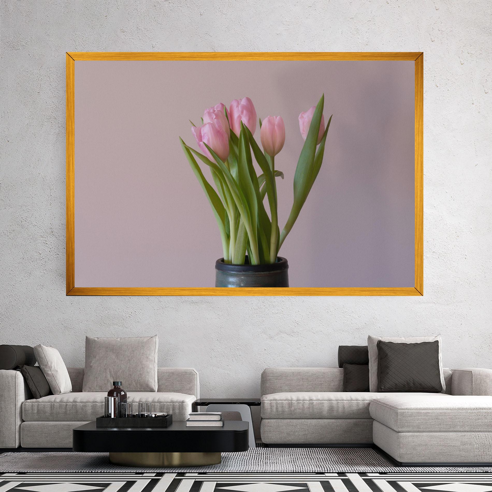 Tablou Canvas Pink Tulips Vase mockup 2