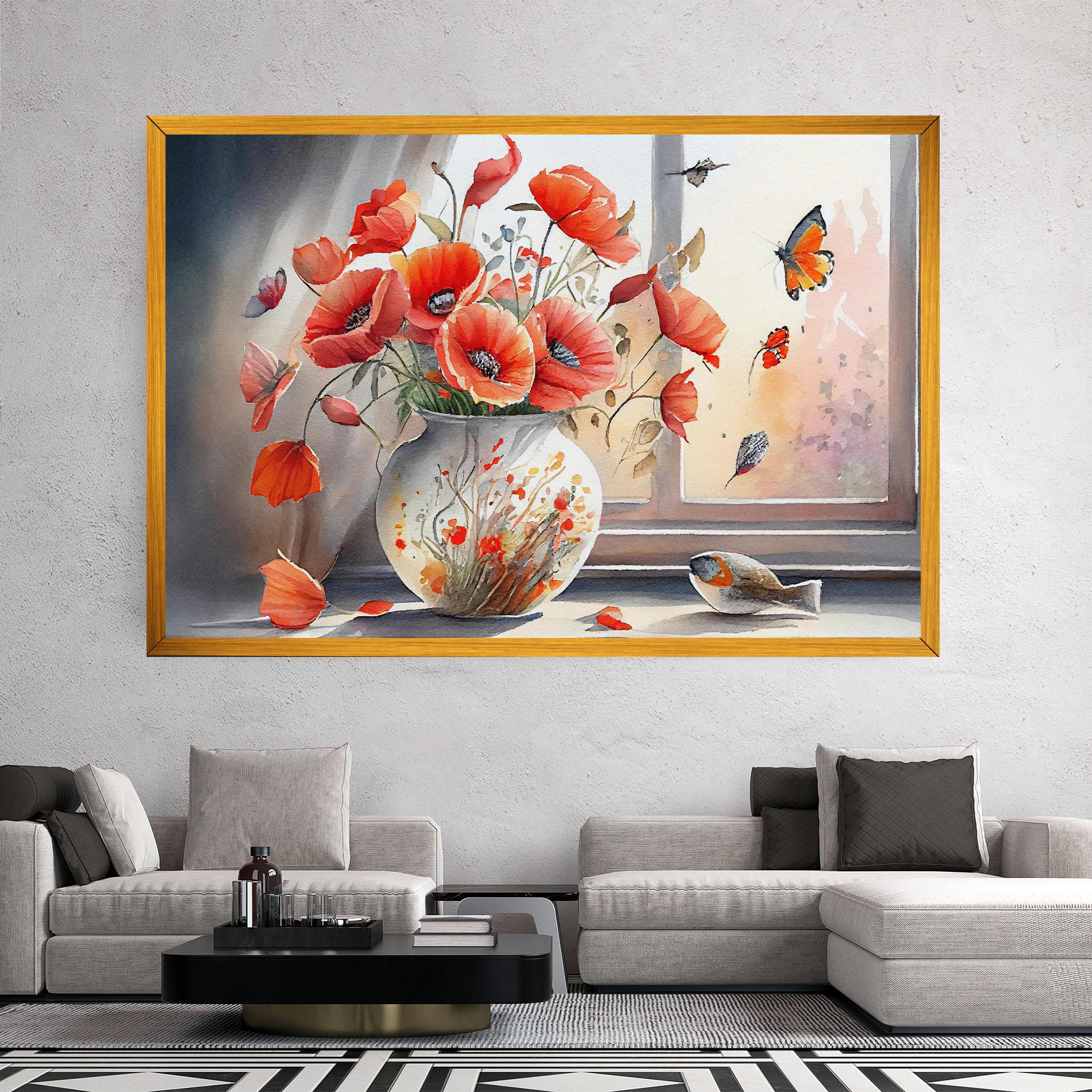 Tablou Canvas Poppies Vase mockup 2