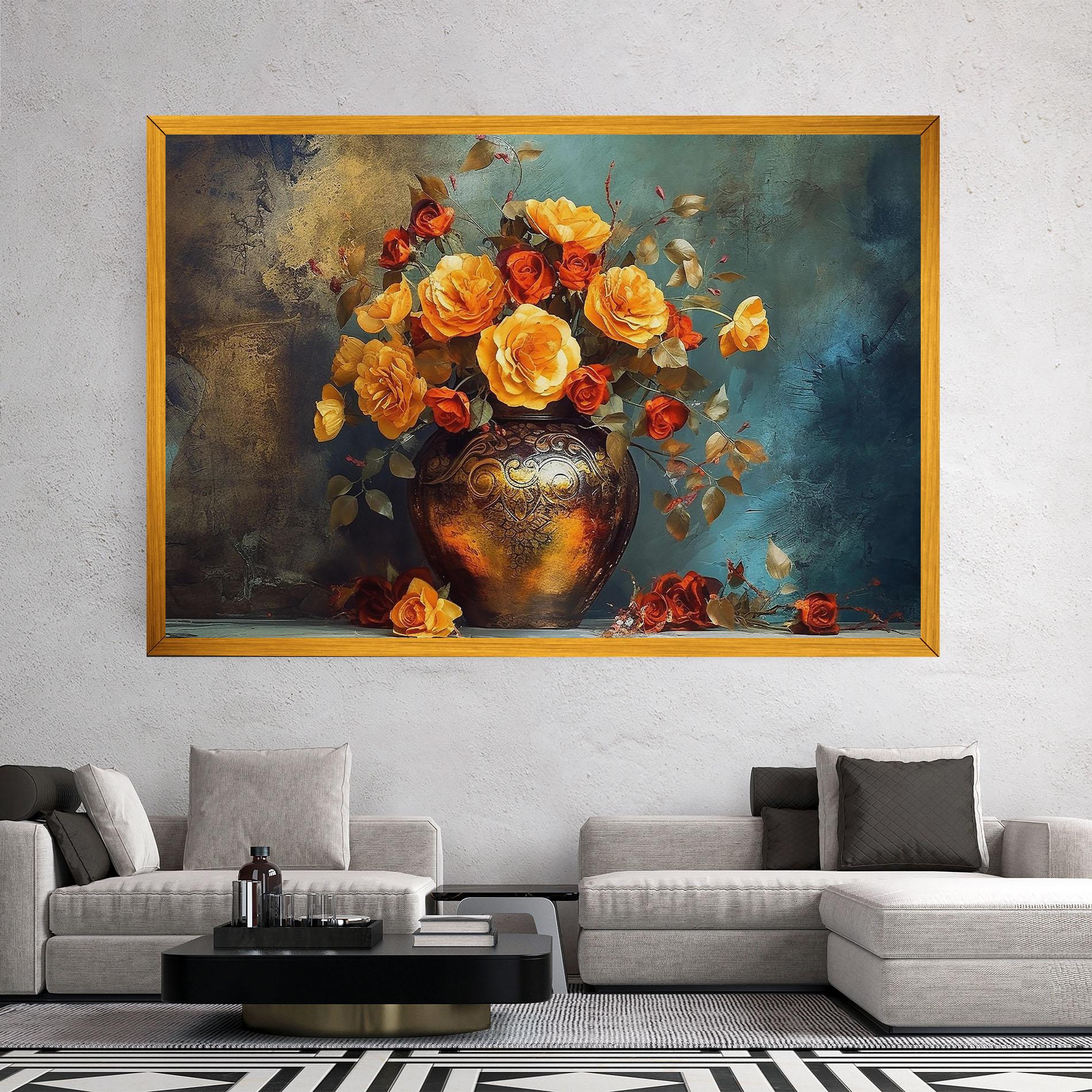 Tablou Canvas Red Orange Flower Vase mockup 2