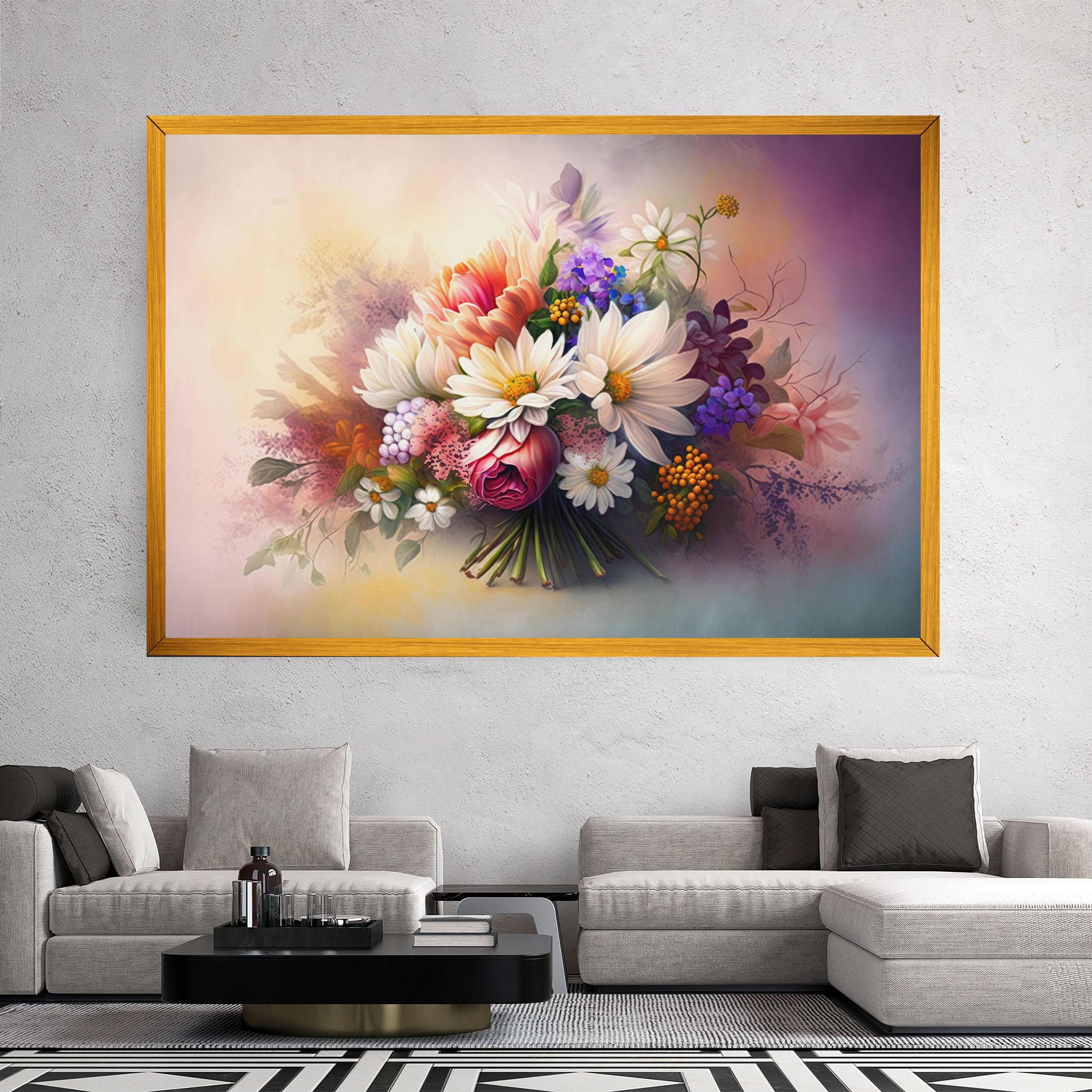 Tablou Canvas Vecteezy_ai Generated Bouquet Of Fresh Spring Flowers On Light_23373362_865 mockup 2