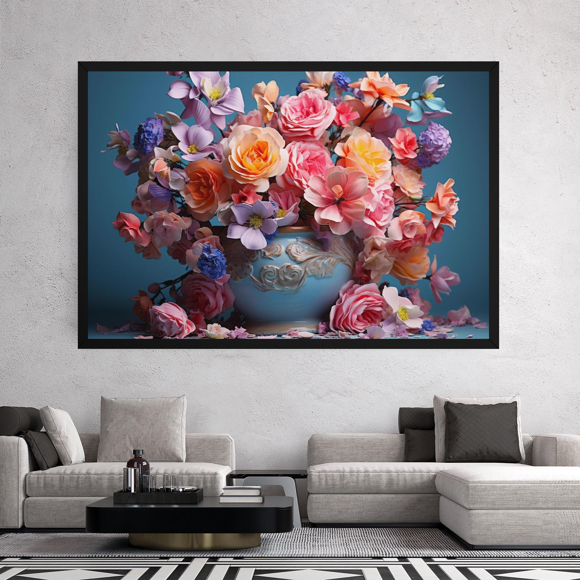 Tablou Canvas Blue Vase Flowers mockup 2