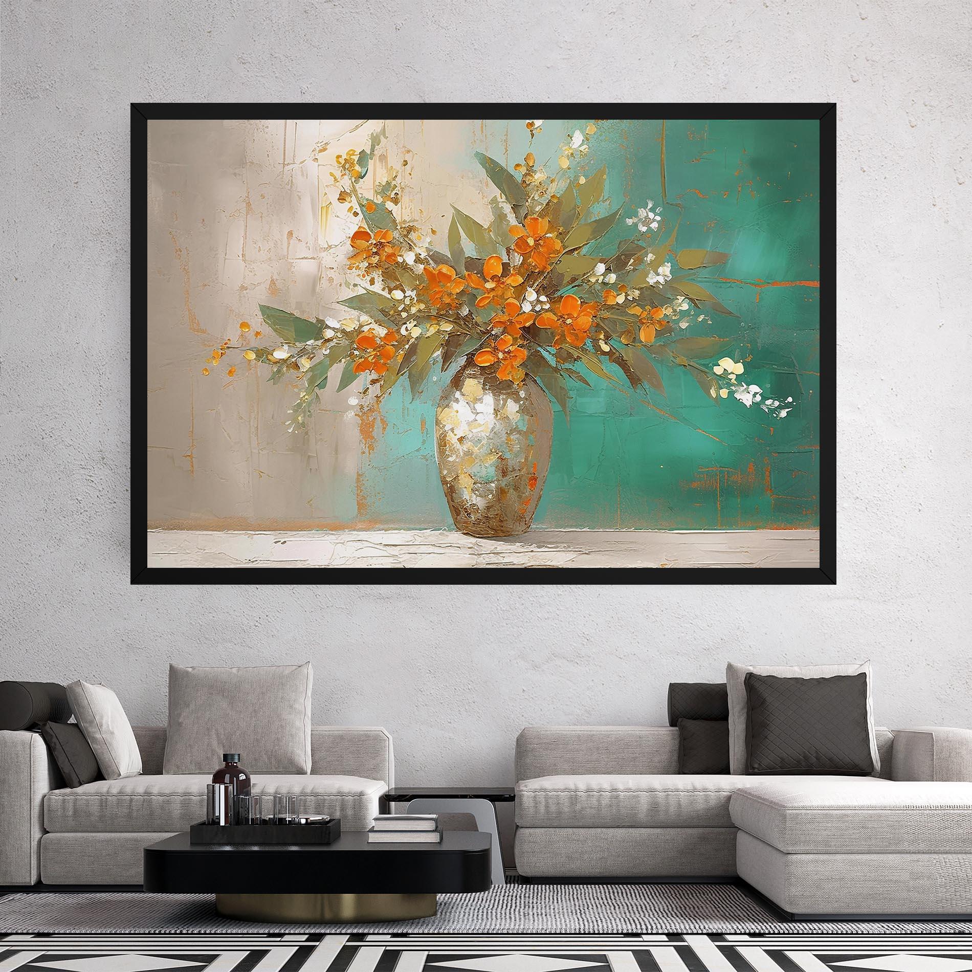 Tablou Canvas Grey Vase Orange mockup 2