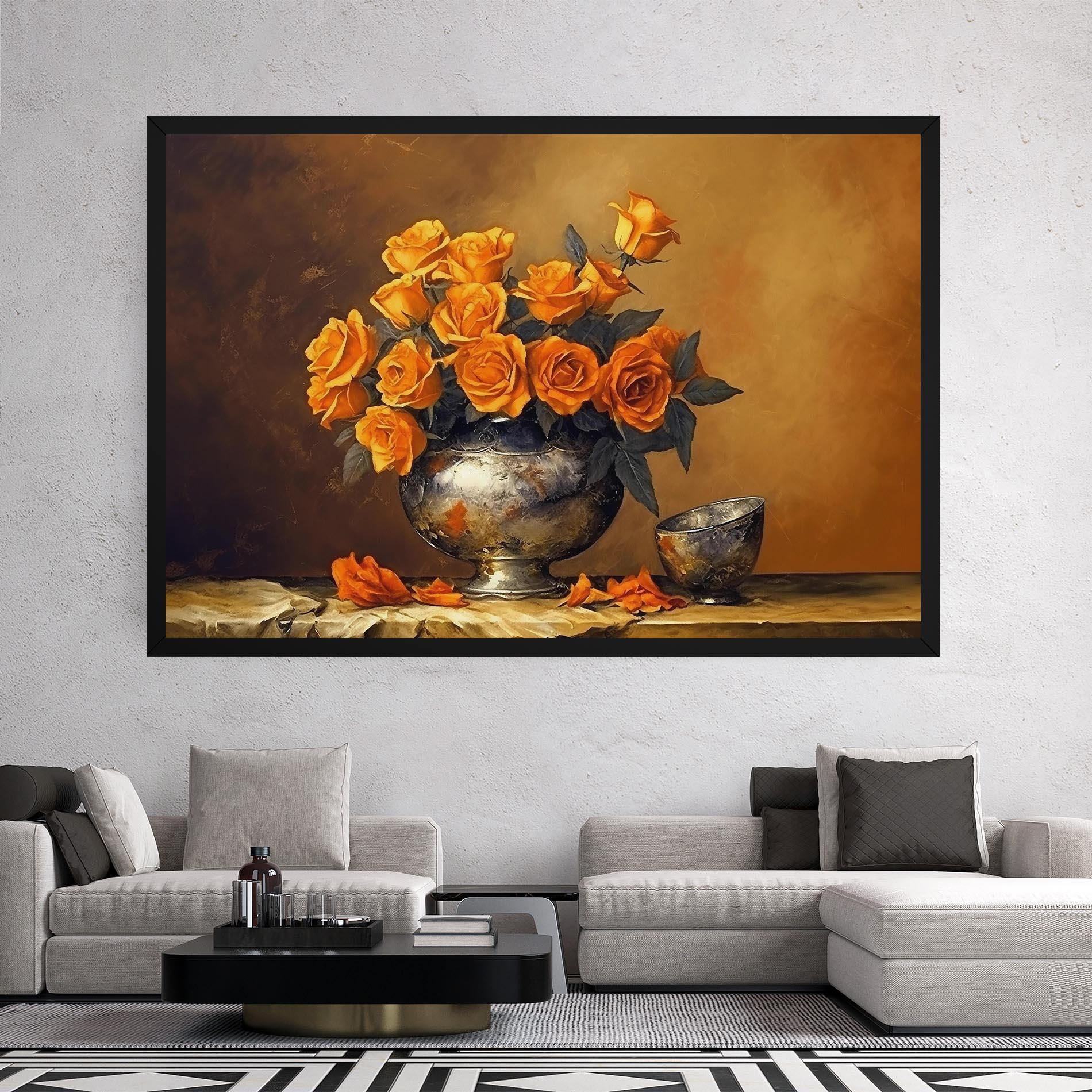 Tablou Canvas Orange Rose Vase mockup 2