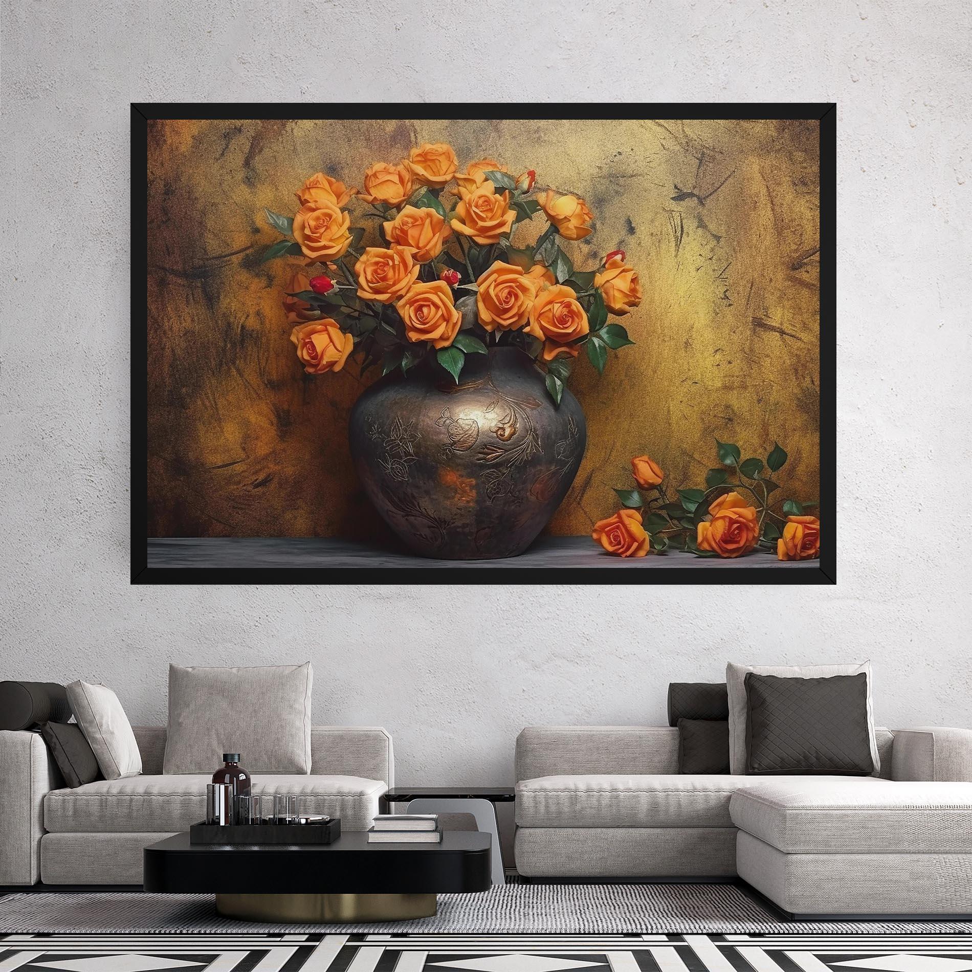 Tablou Canvas Orange Vintage Vase mockup 2